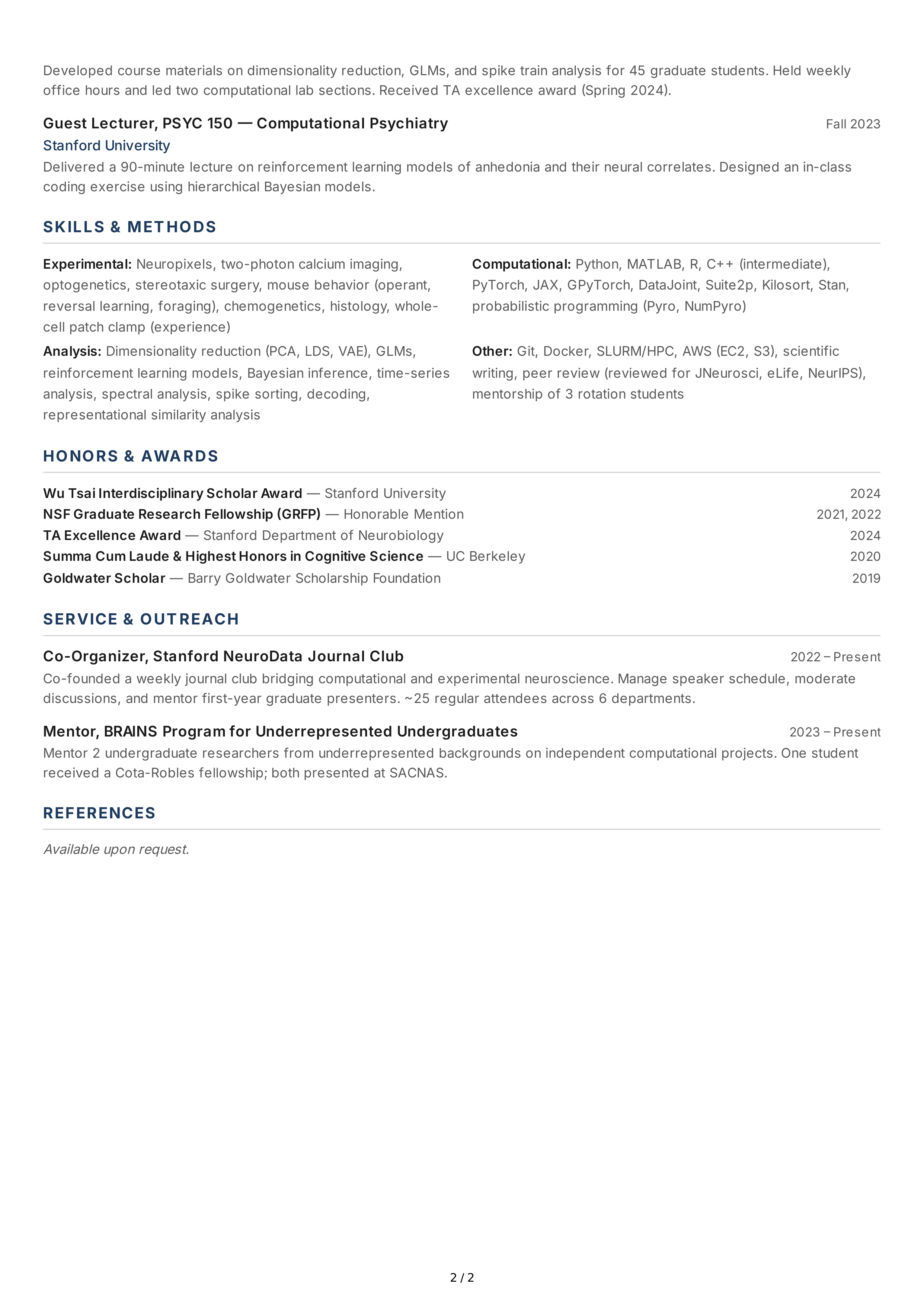 PhD Student CV — page 2