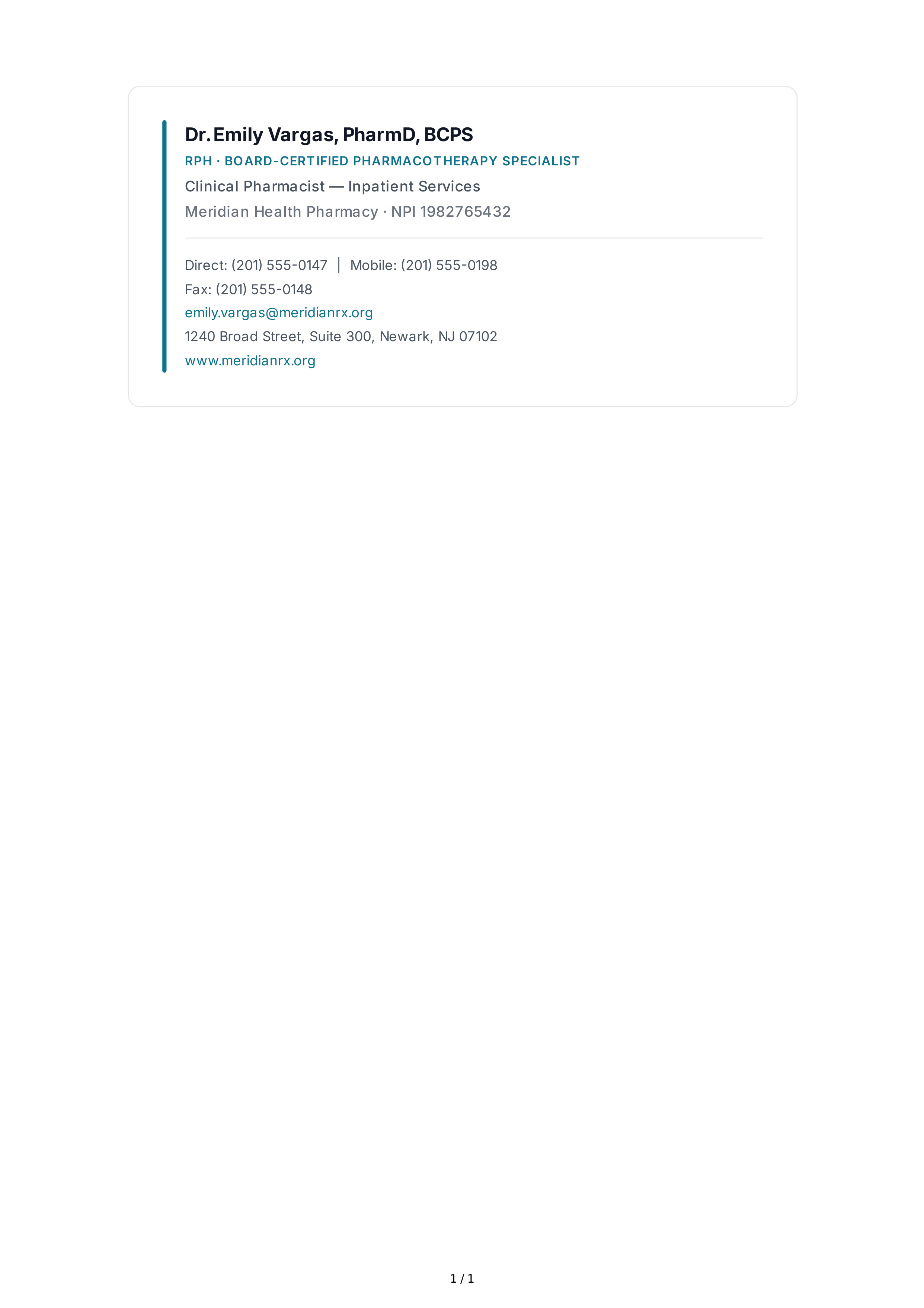 Pharmacist Email Signature — page 1