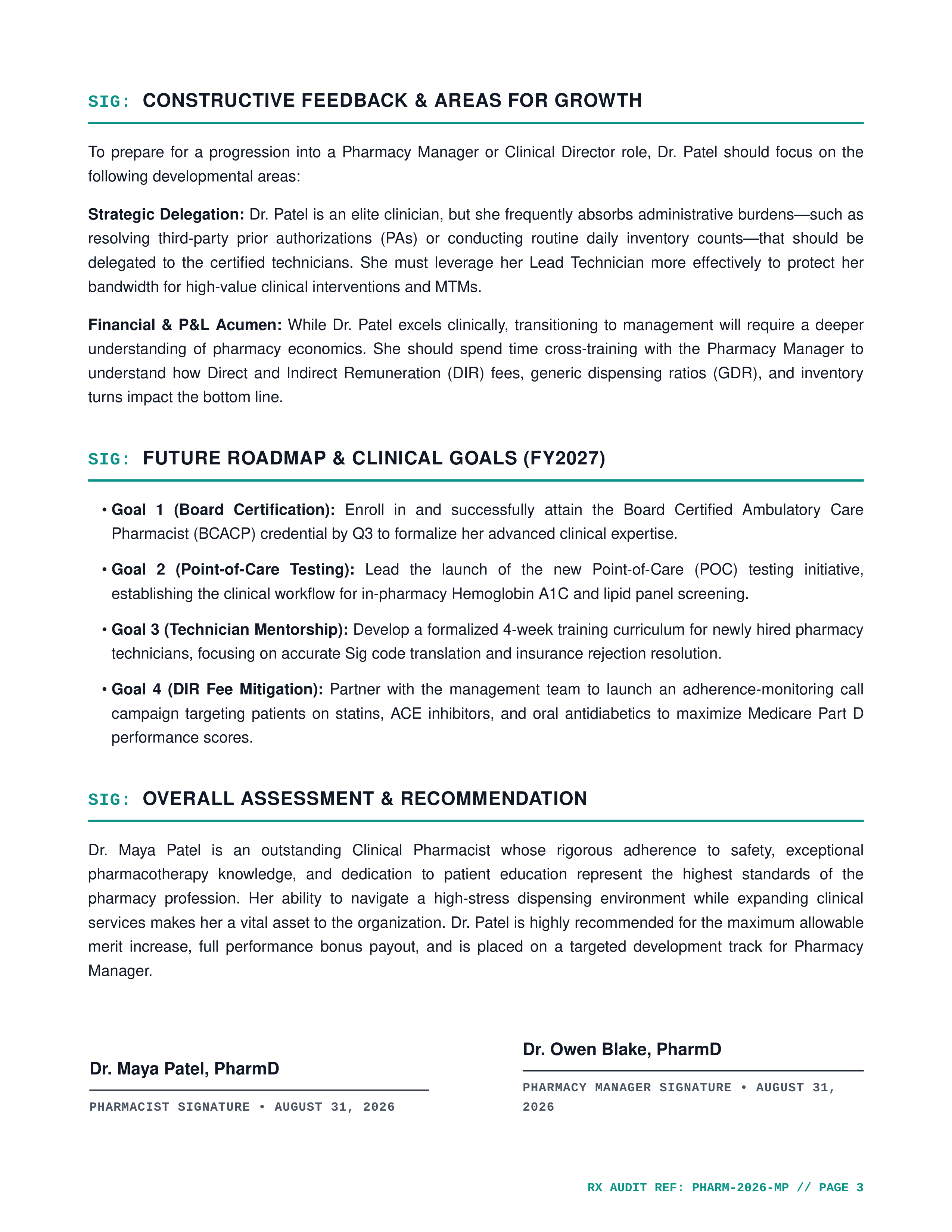 Pharmacist Performance Review — page 3
