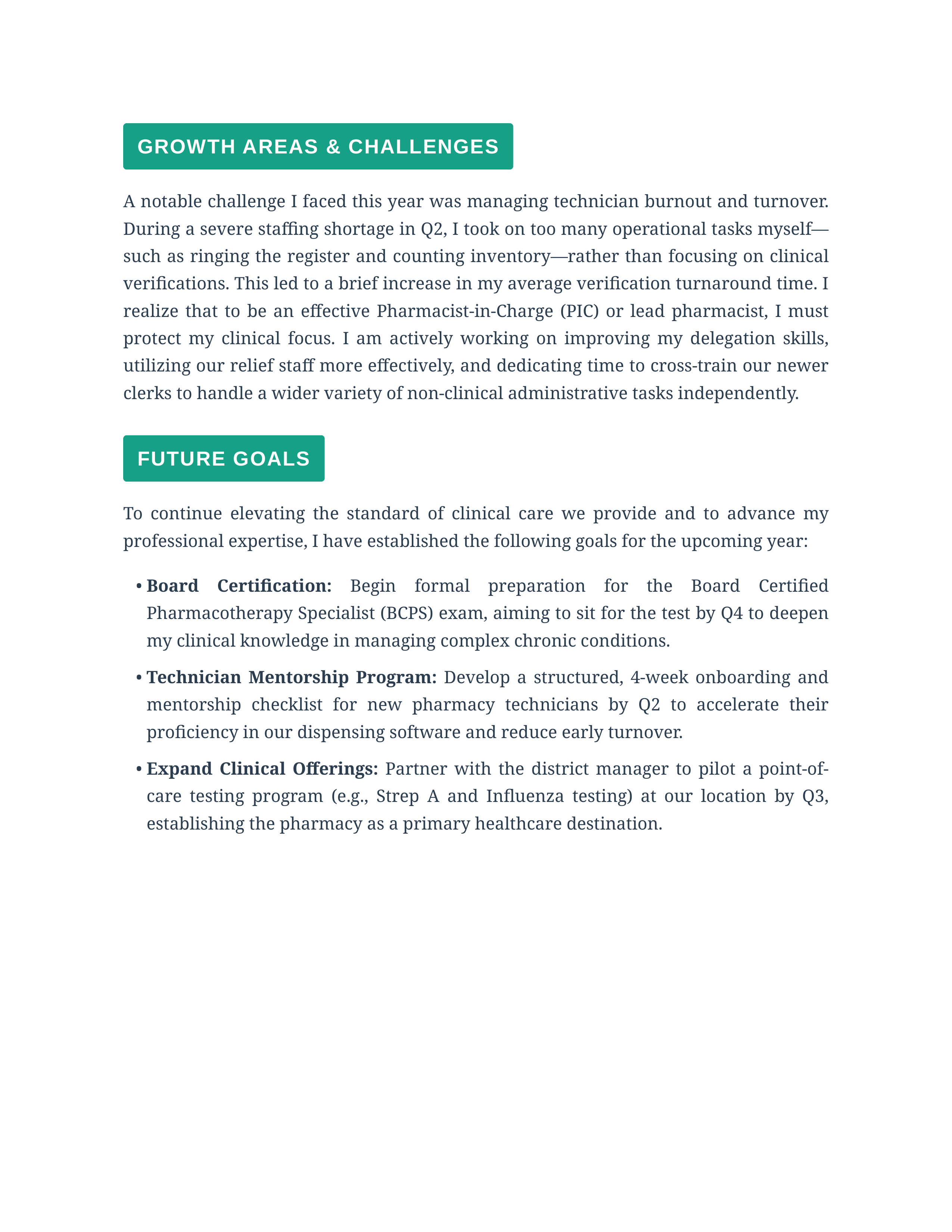 Pharmacist Self Performance Review — page 2