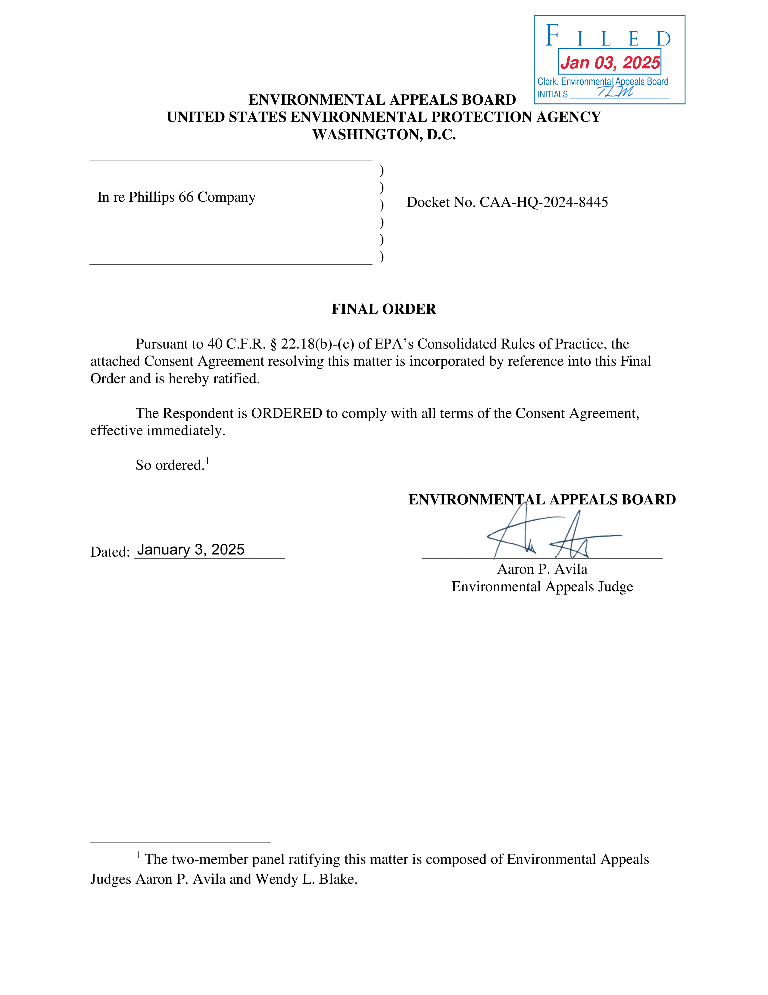 Phillips 66 Consent Agreement — page 1