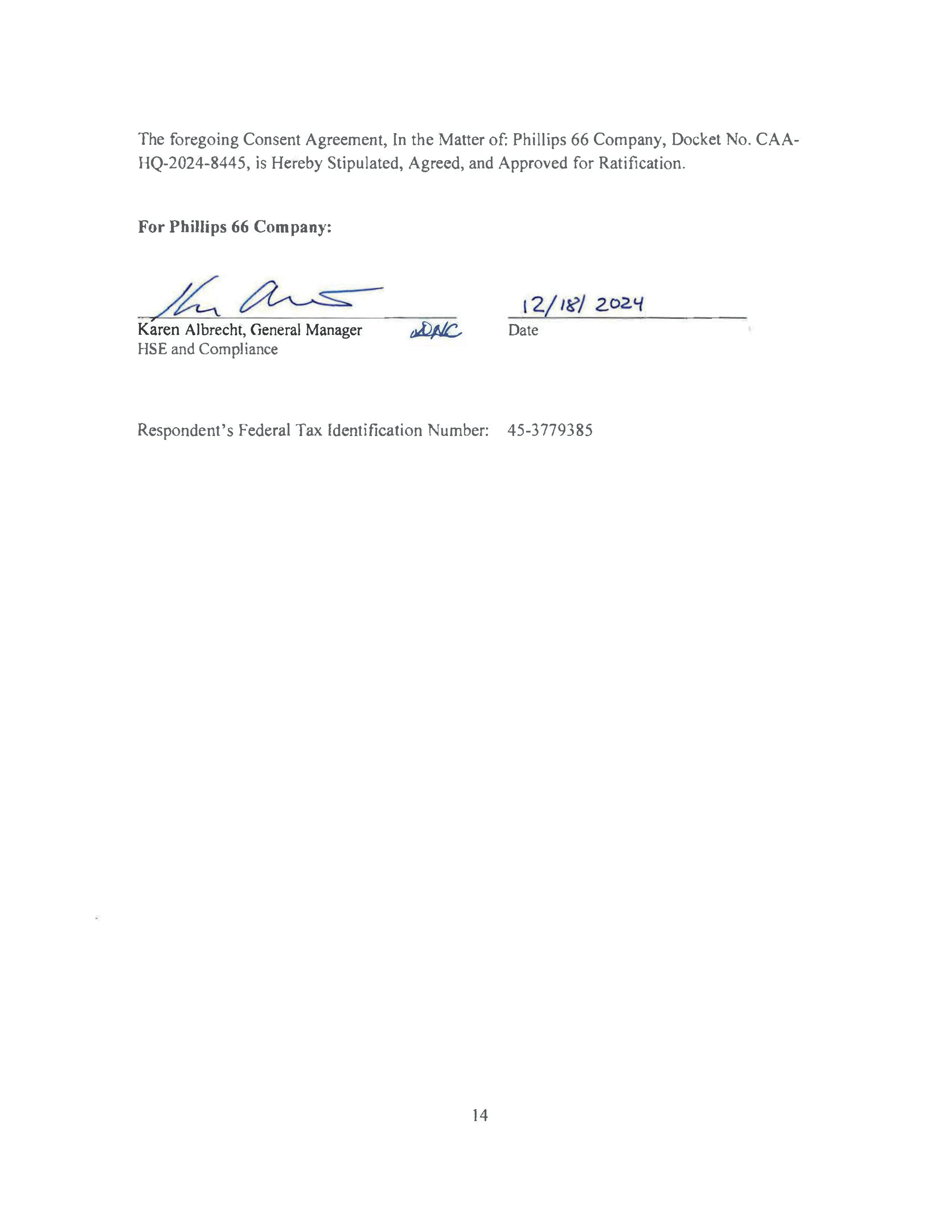 Phillips 66 Consent Agreement — page 15