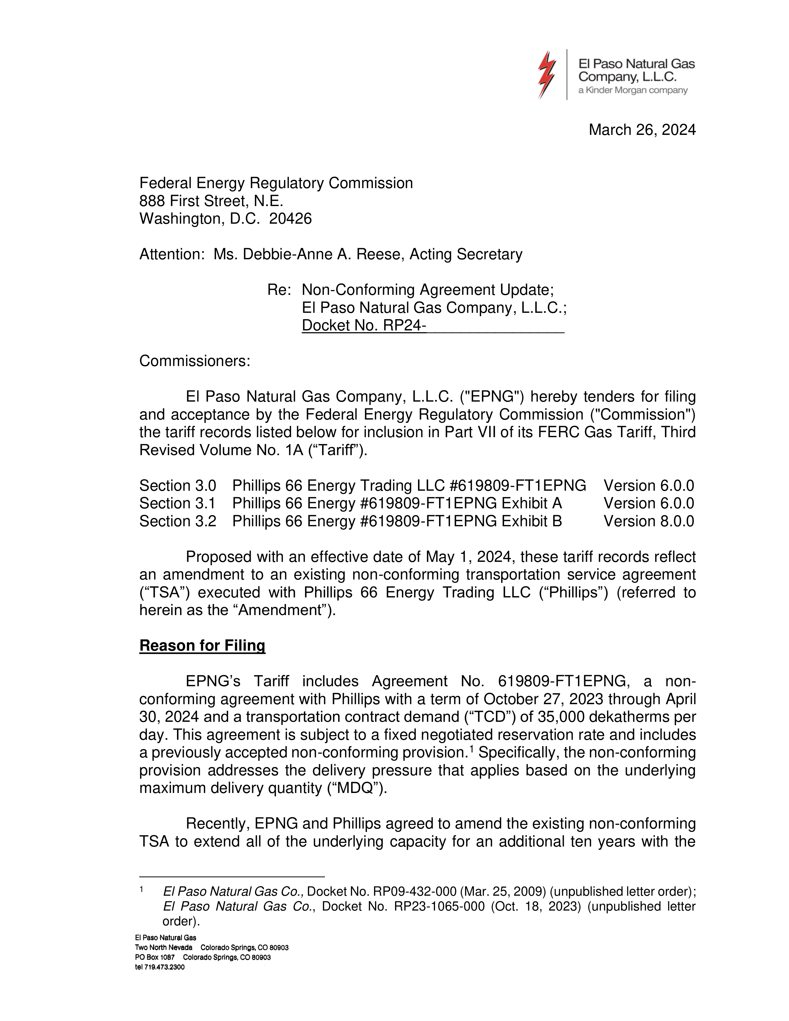 Phillips 66 Transportation Service Agreement — page 1