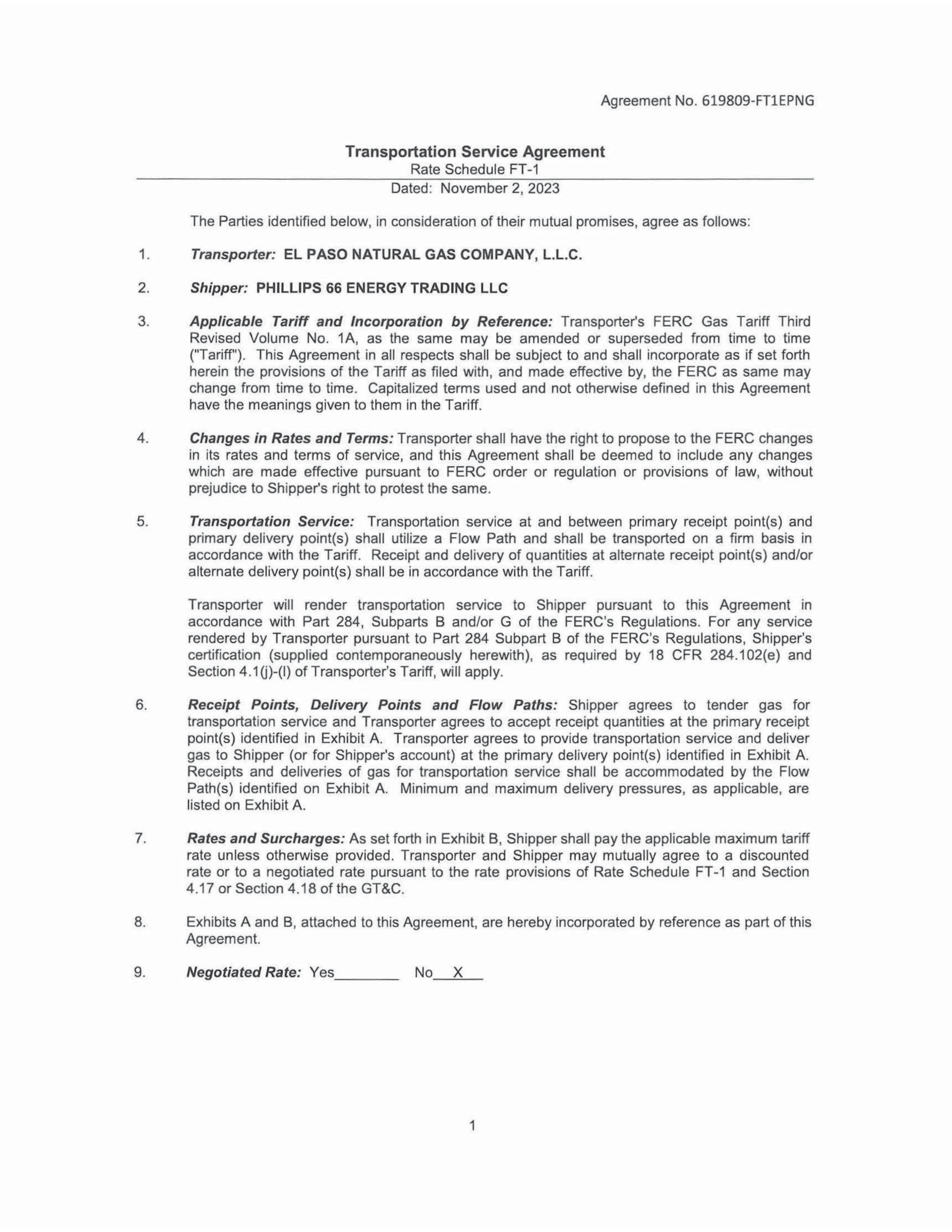 Phillips 66 Transportation Service Agreement — page 13