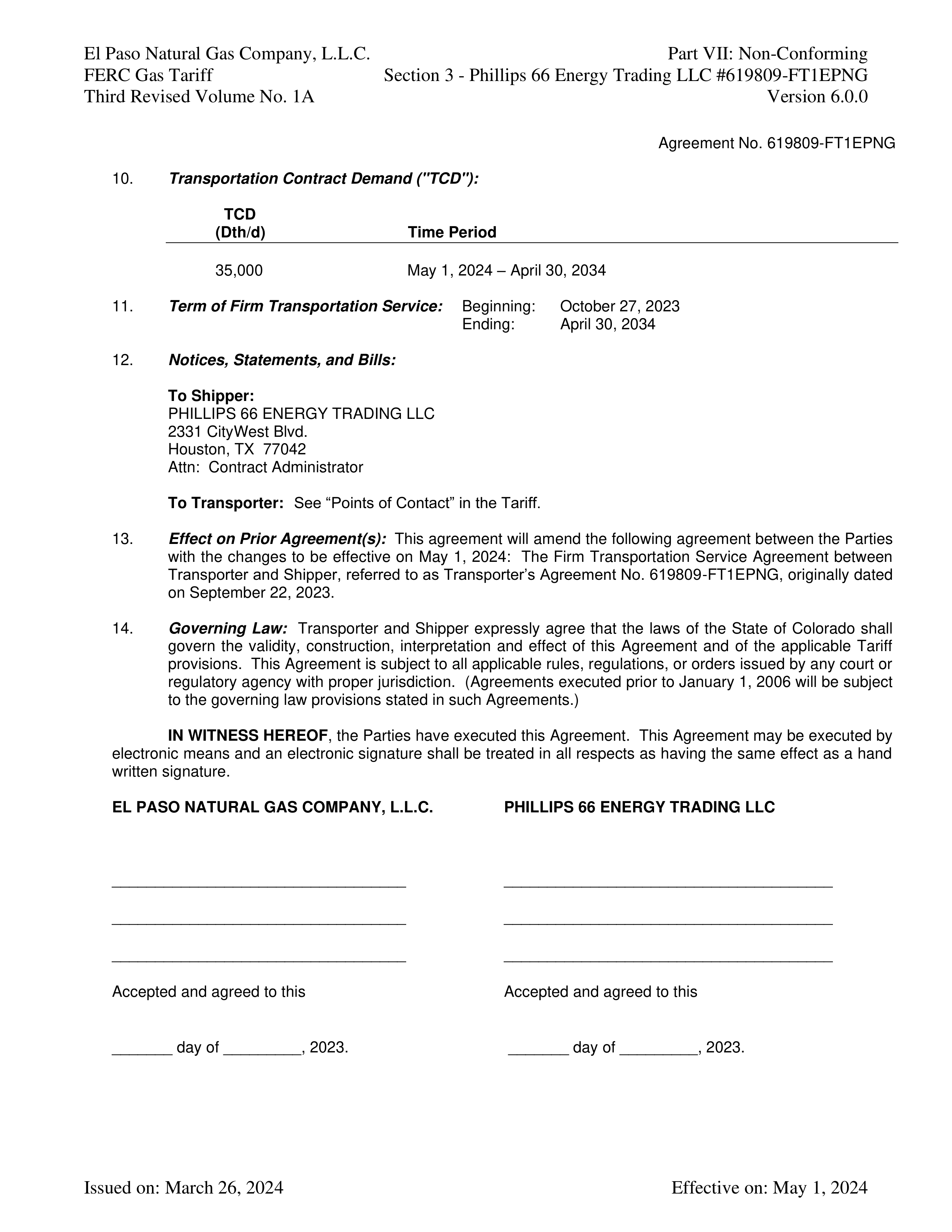Phillips 66 Transportation Service Agreement — page 20