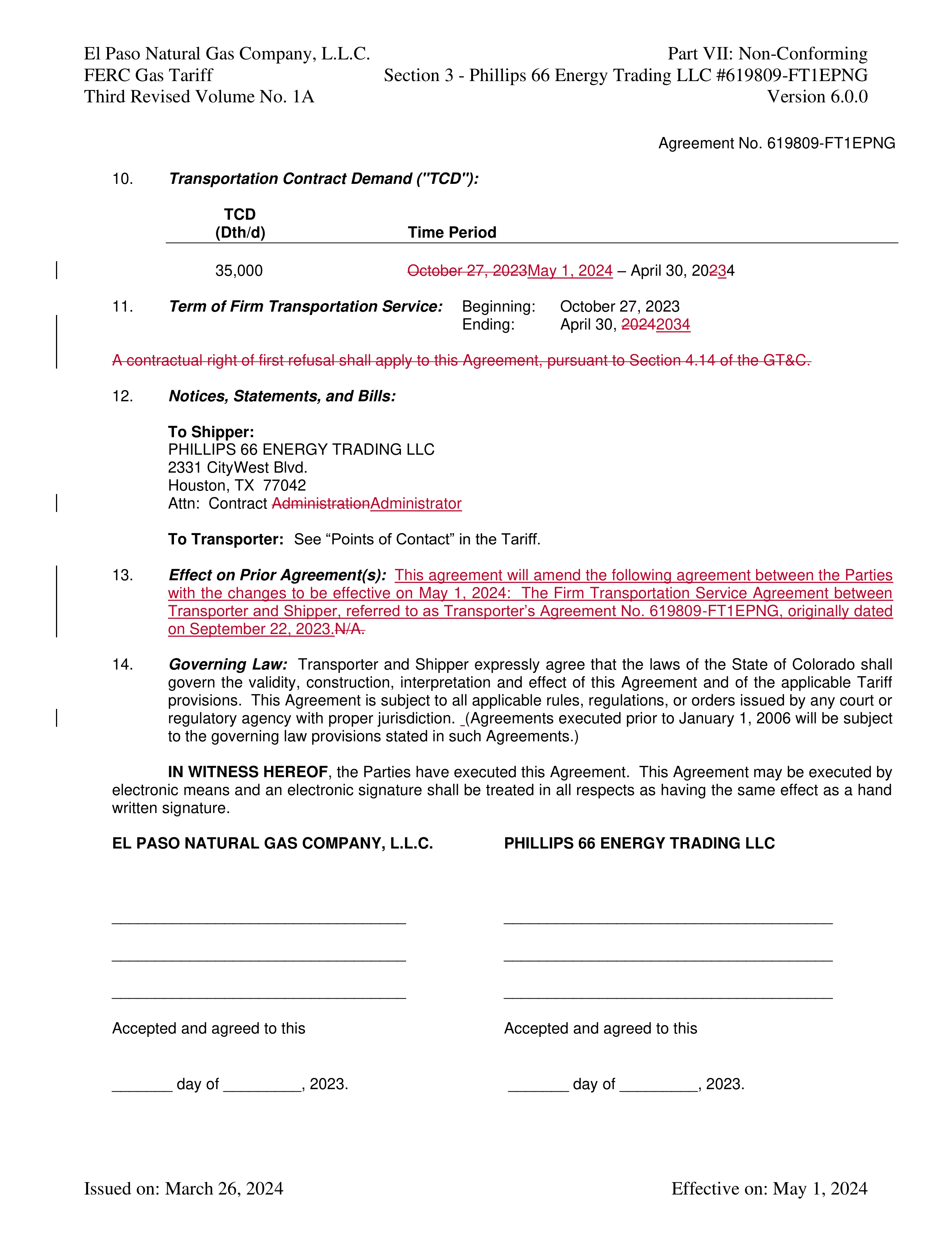 Phillips 66 Transportation Service Agreement — page 26