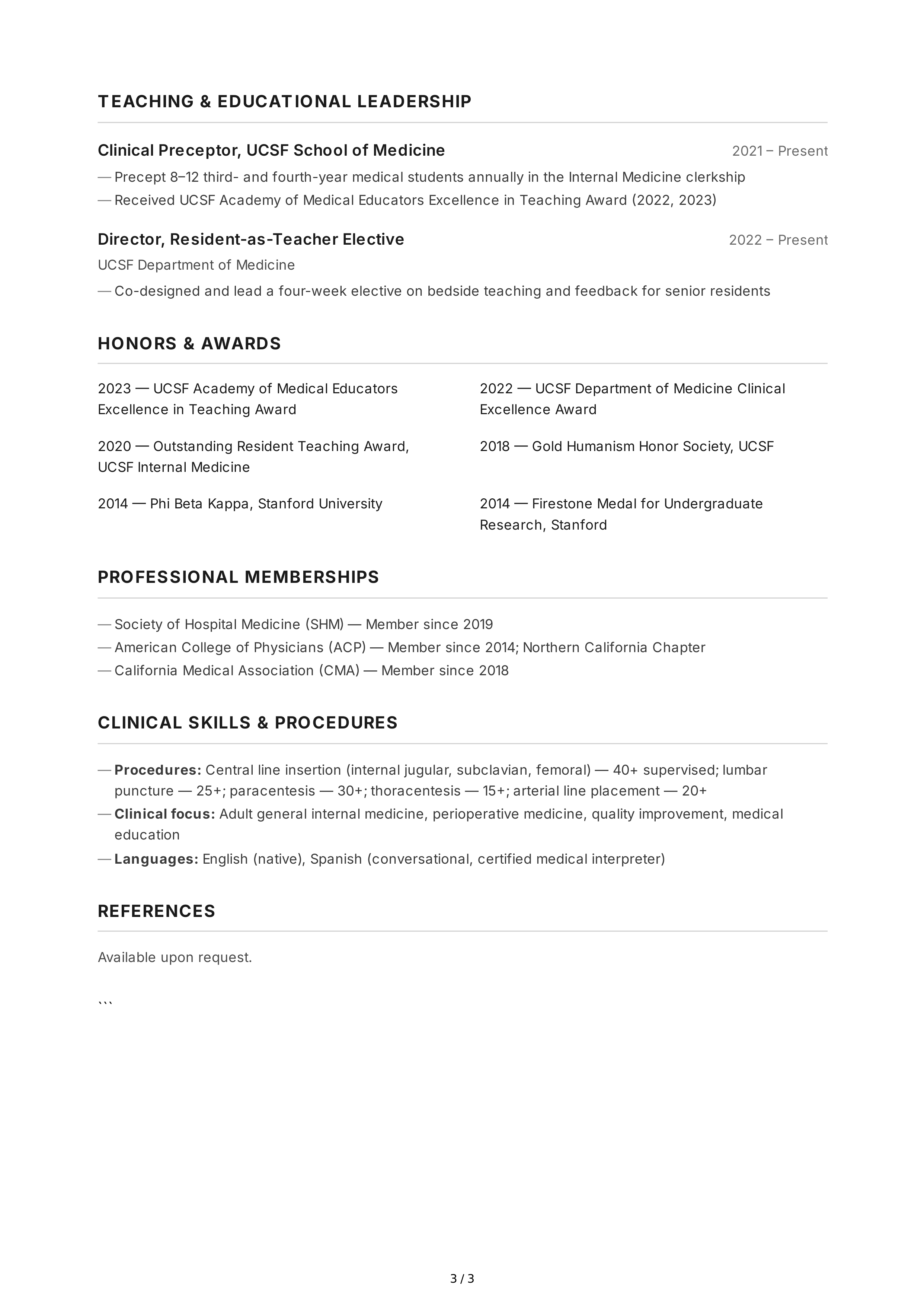 Physician CV — page 3