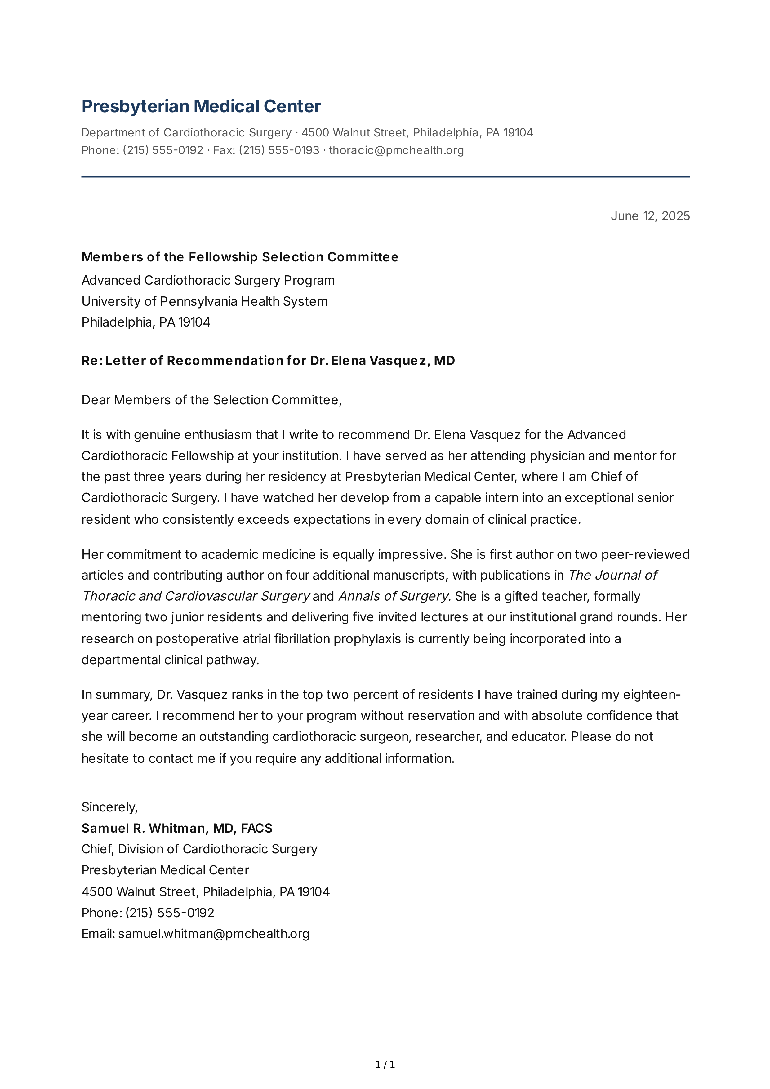 Physician Reference Letter — page 1