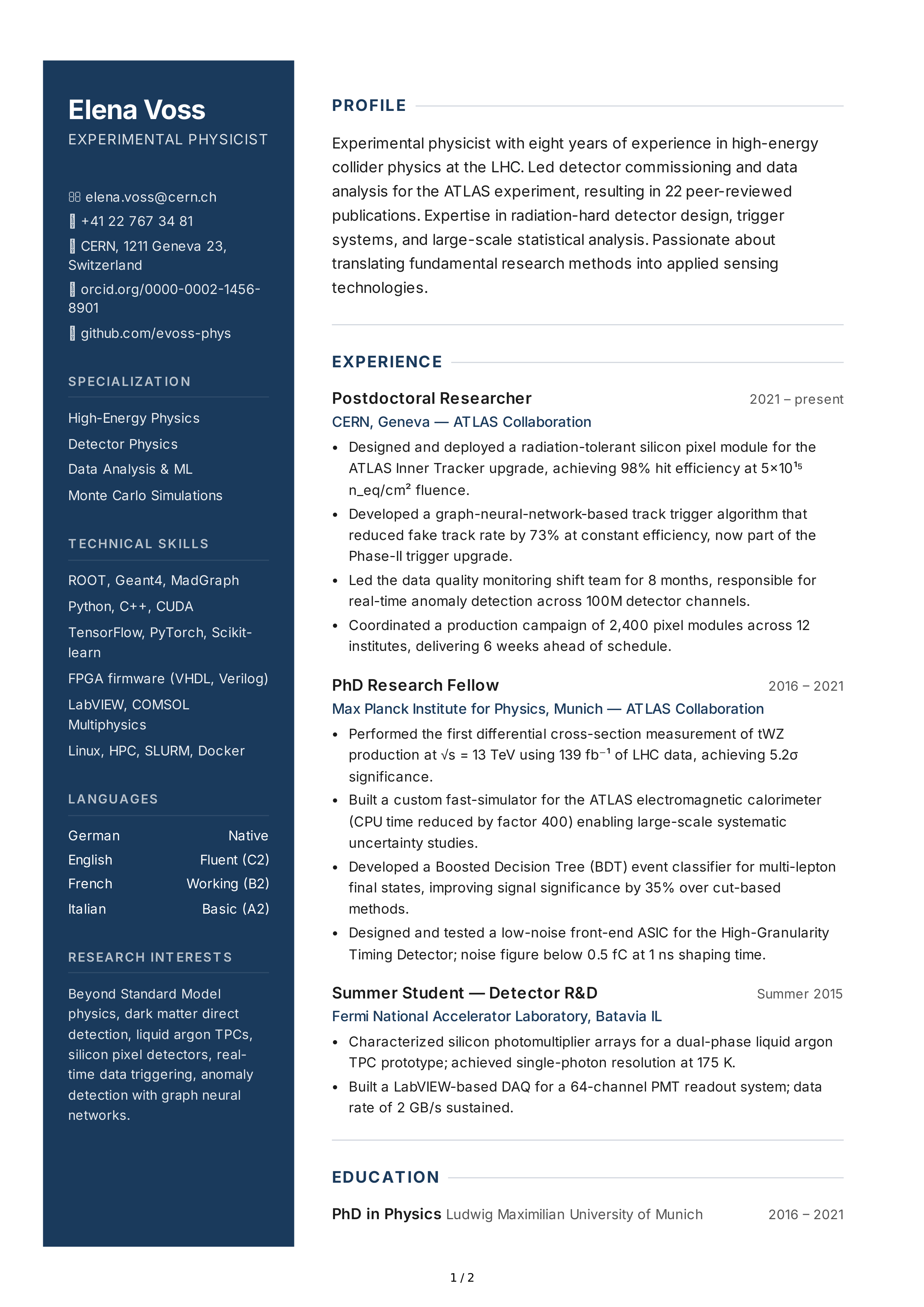 Physicist CV — page 1