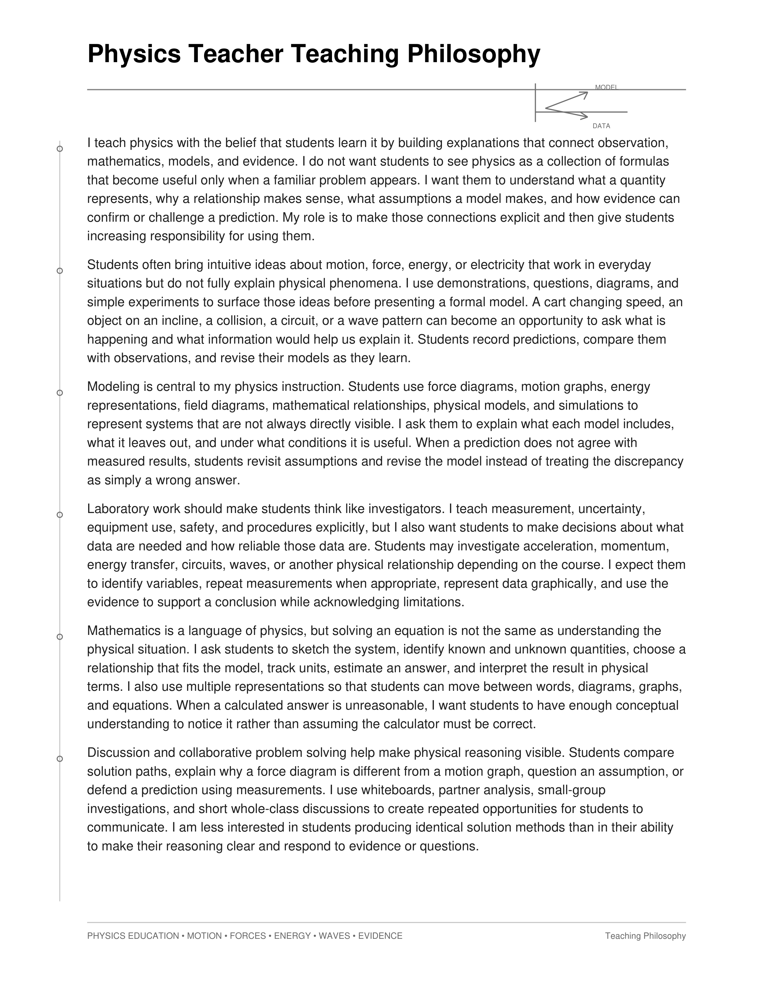 Physics Teacher Teaching Philosophy — page 1