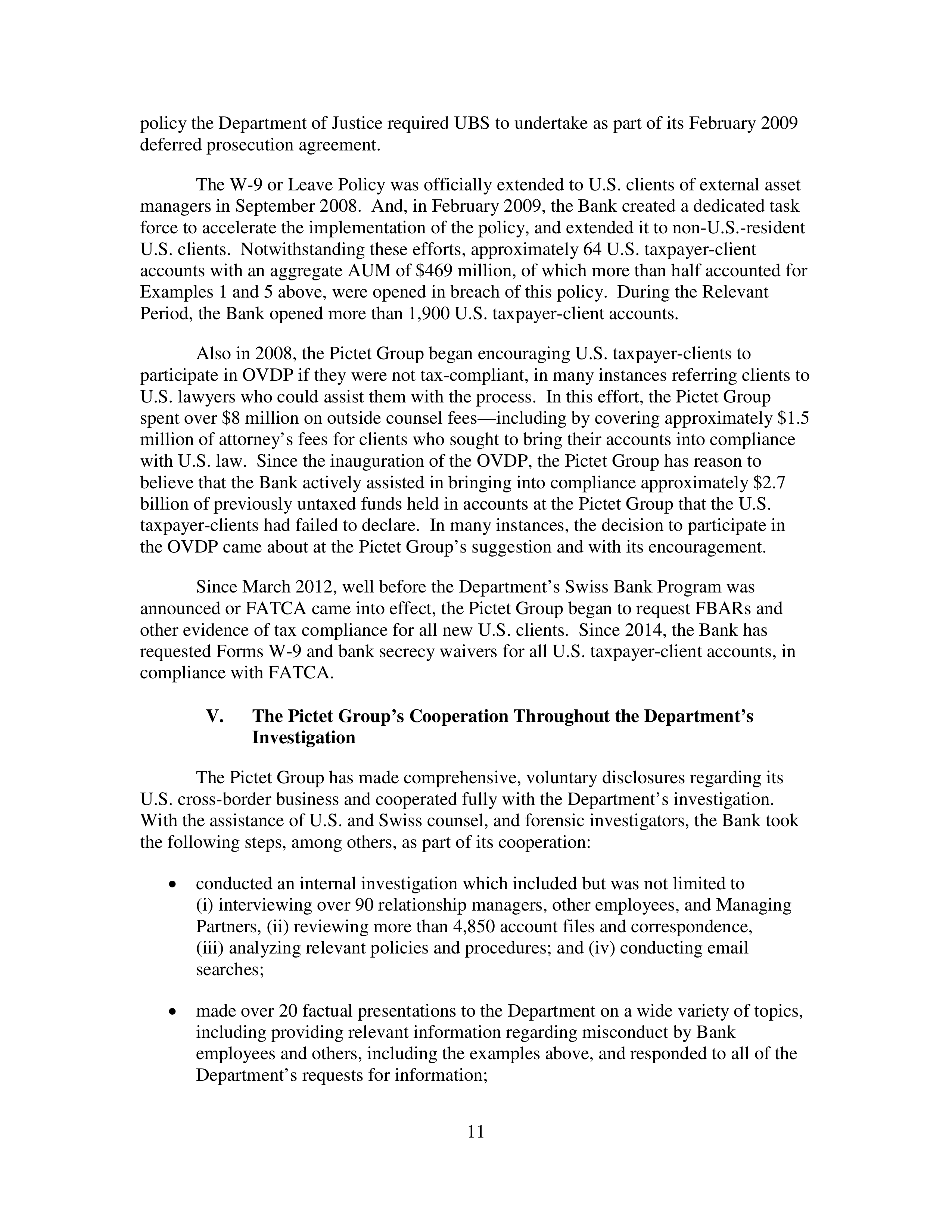Pictet Statement of Facts — page 11