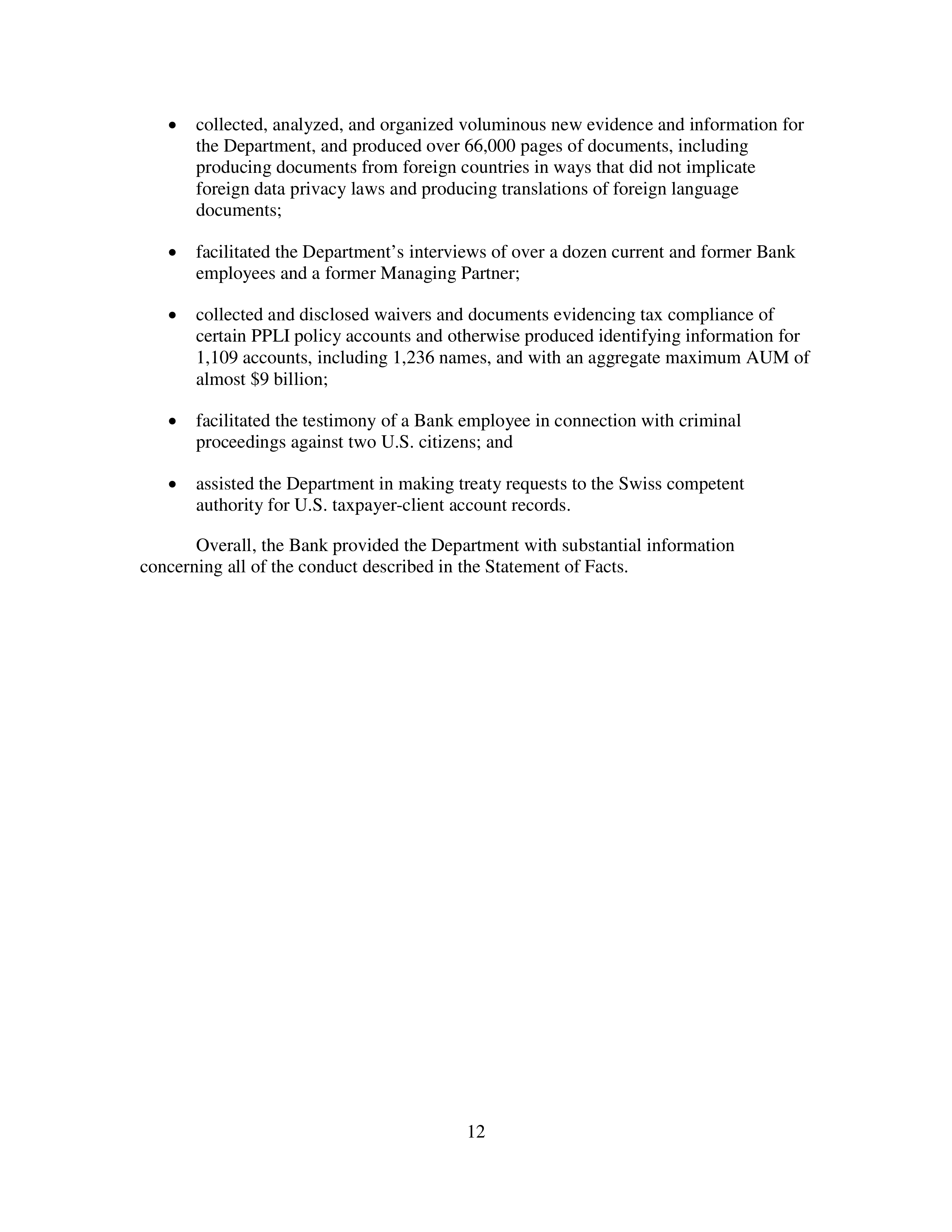Pictet Statement of Facts — page 12
