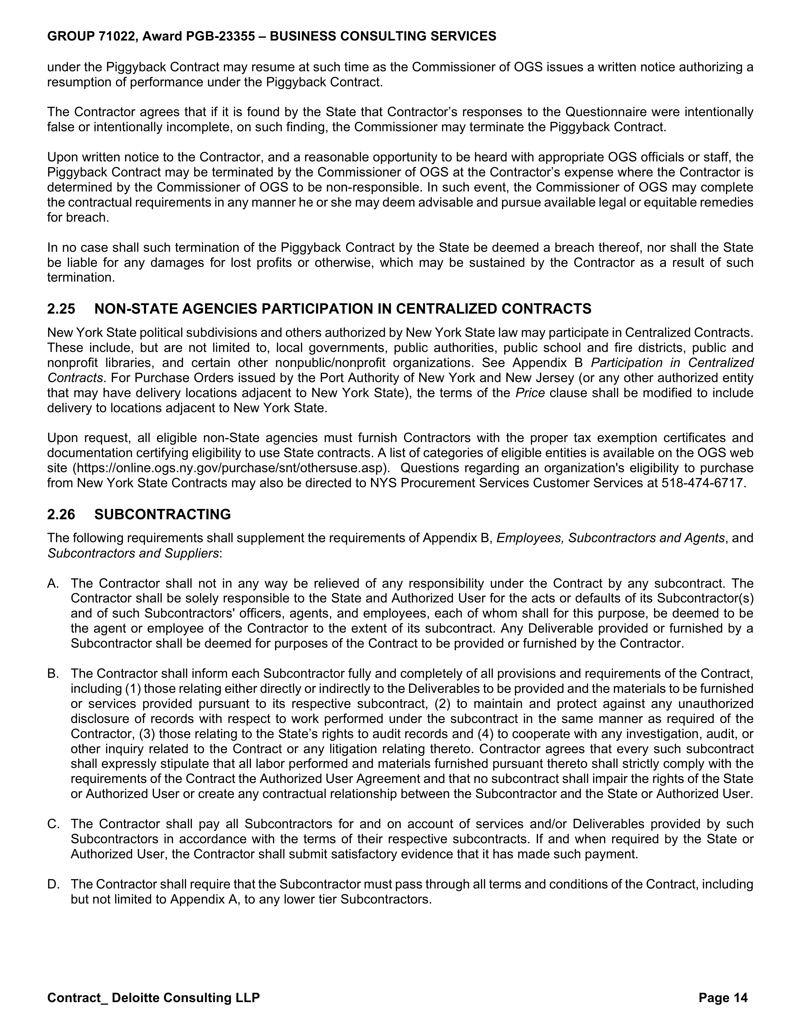 State Office of General Services and Deloitte Consulting Contract — page 14