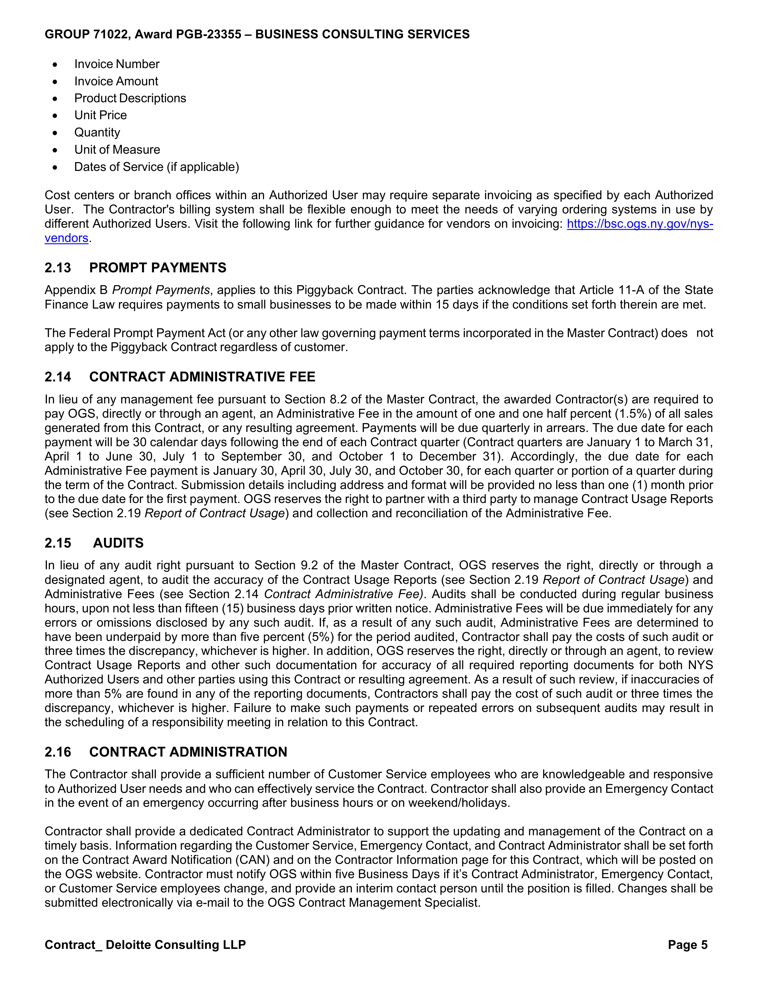 State Office of General Services and Deloitte Consulting Contract — page 5