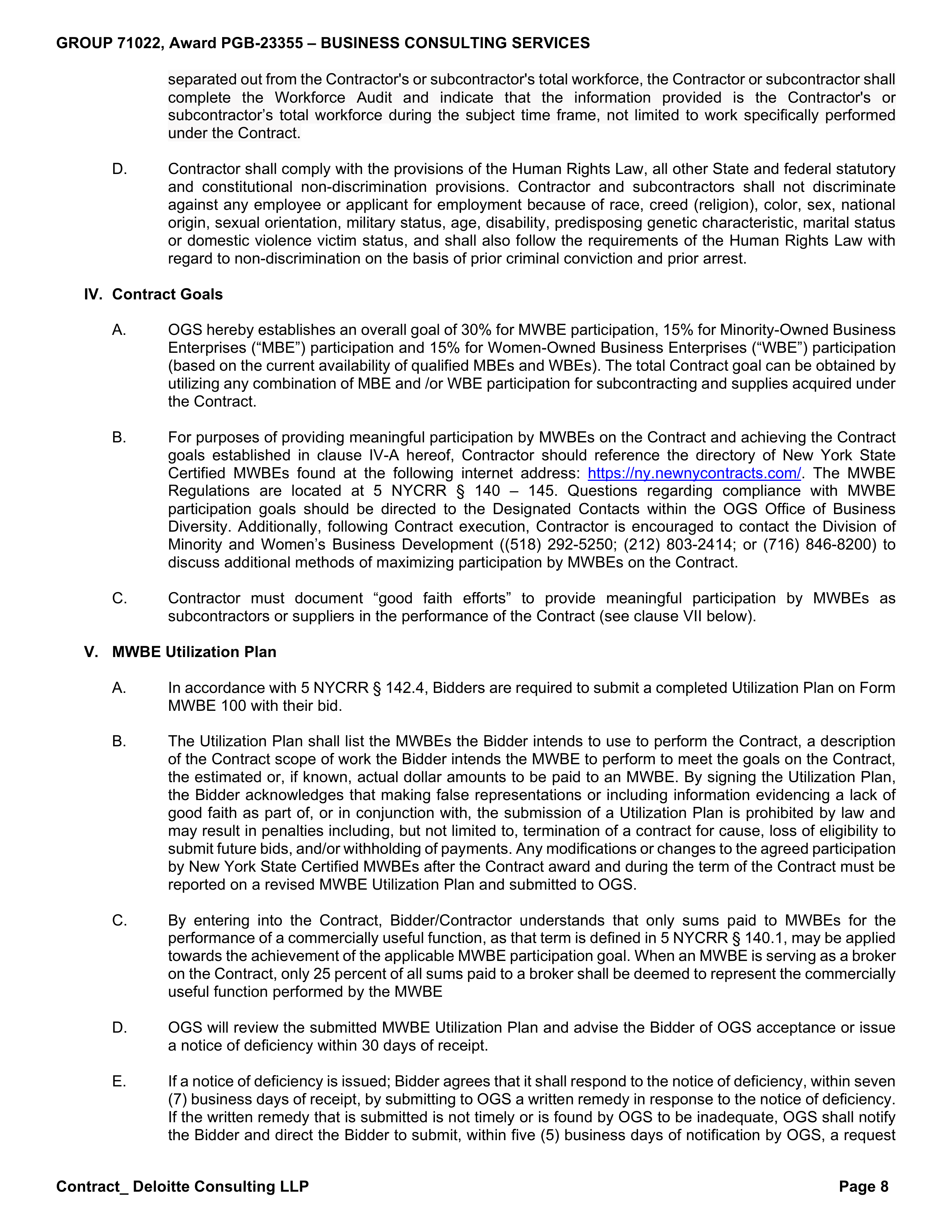State Office of General Services and Deloitte Consulting Contract — page 8