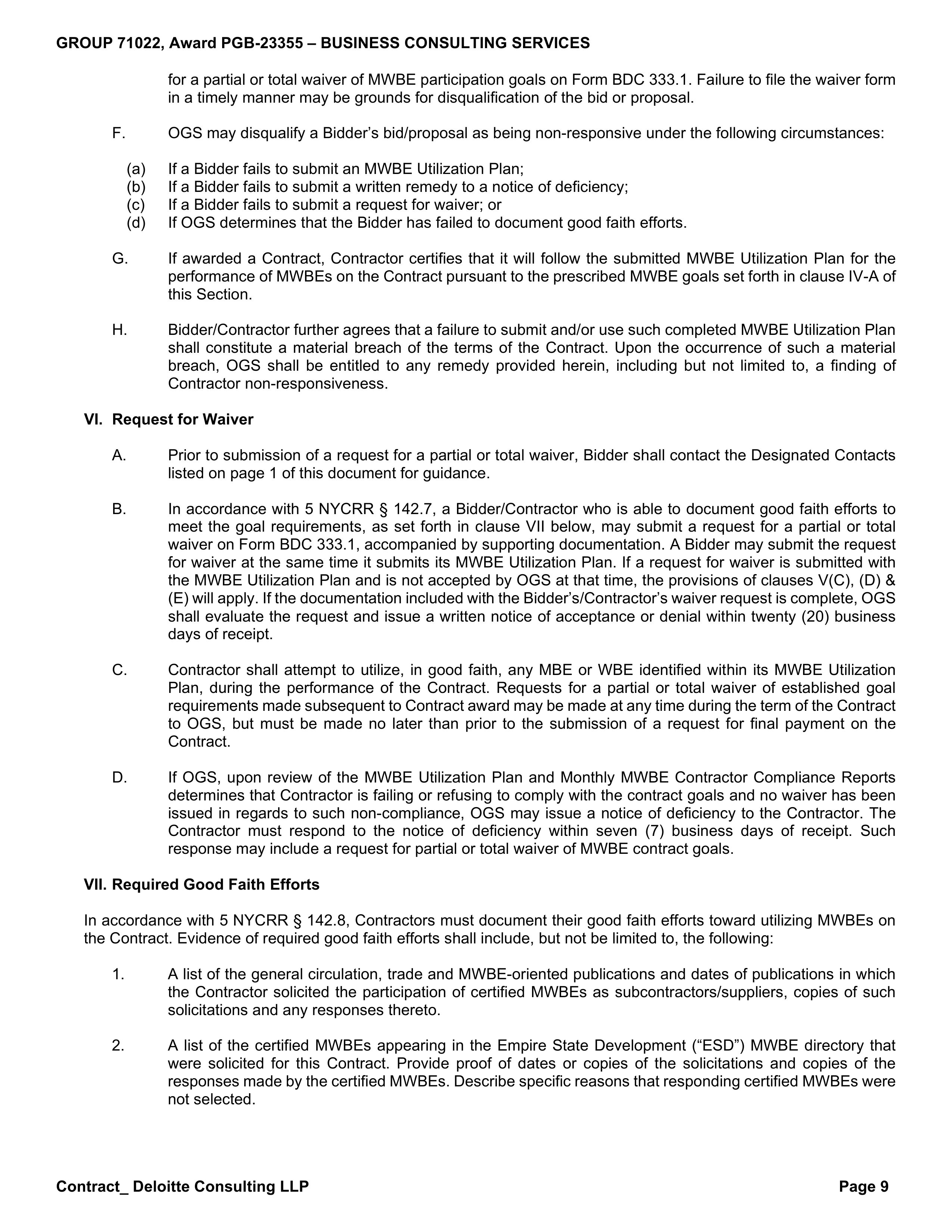 State Office of General Services and Deloitte Consulting Contract — page 9