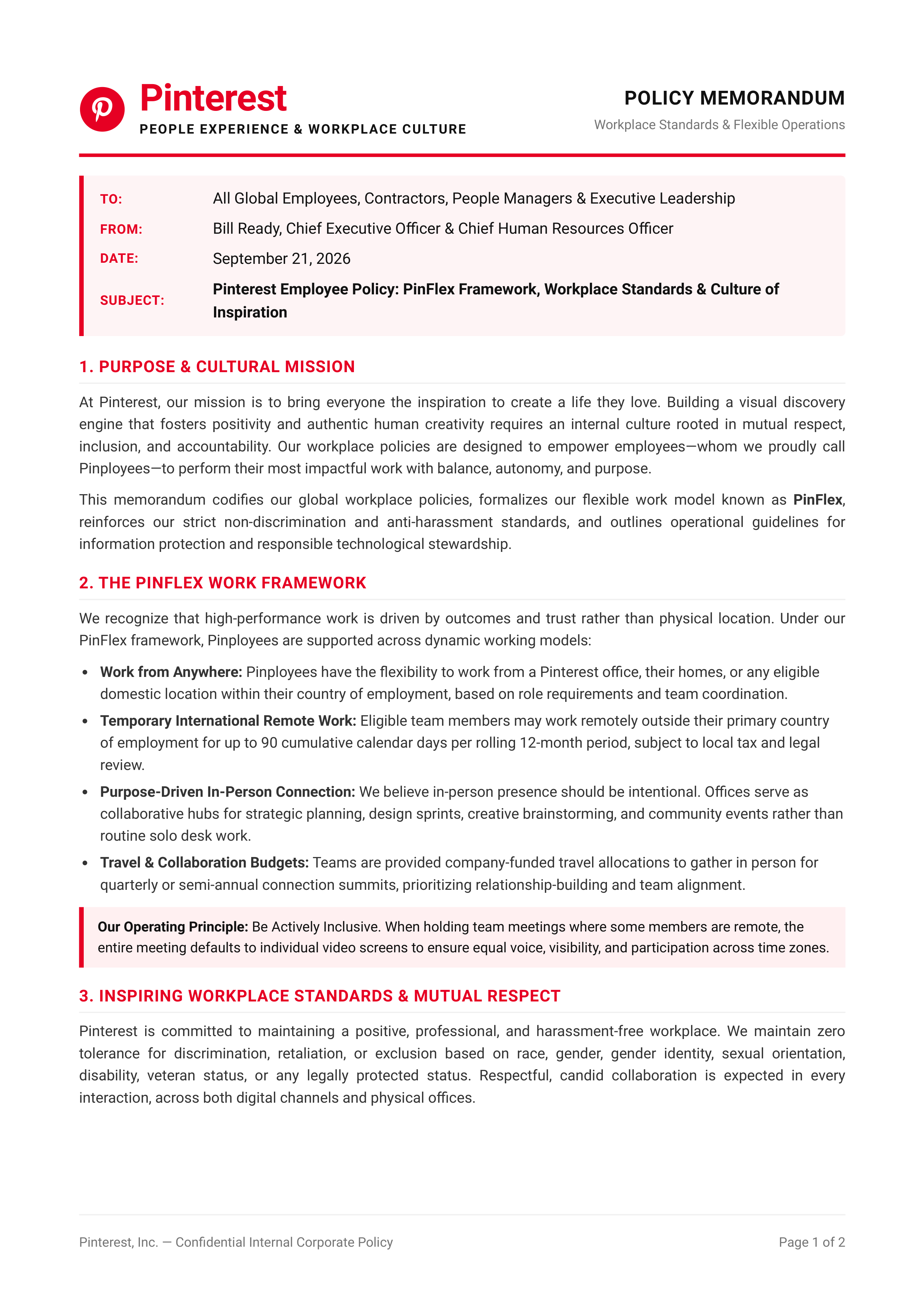 Pinterest Employee Policy Memo — page 1