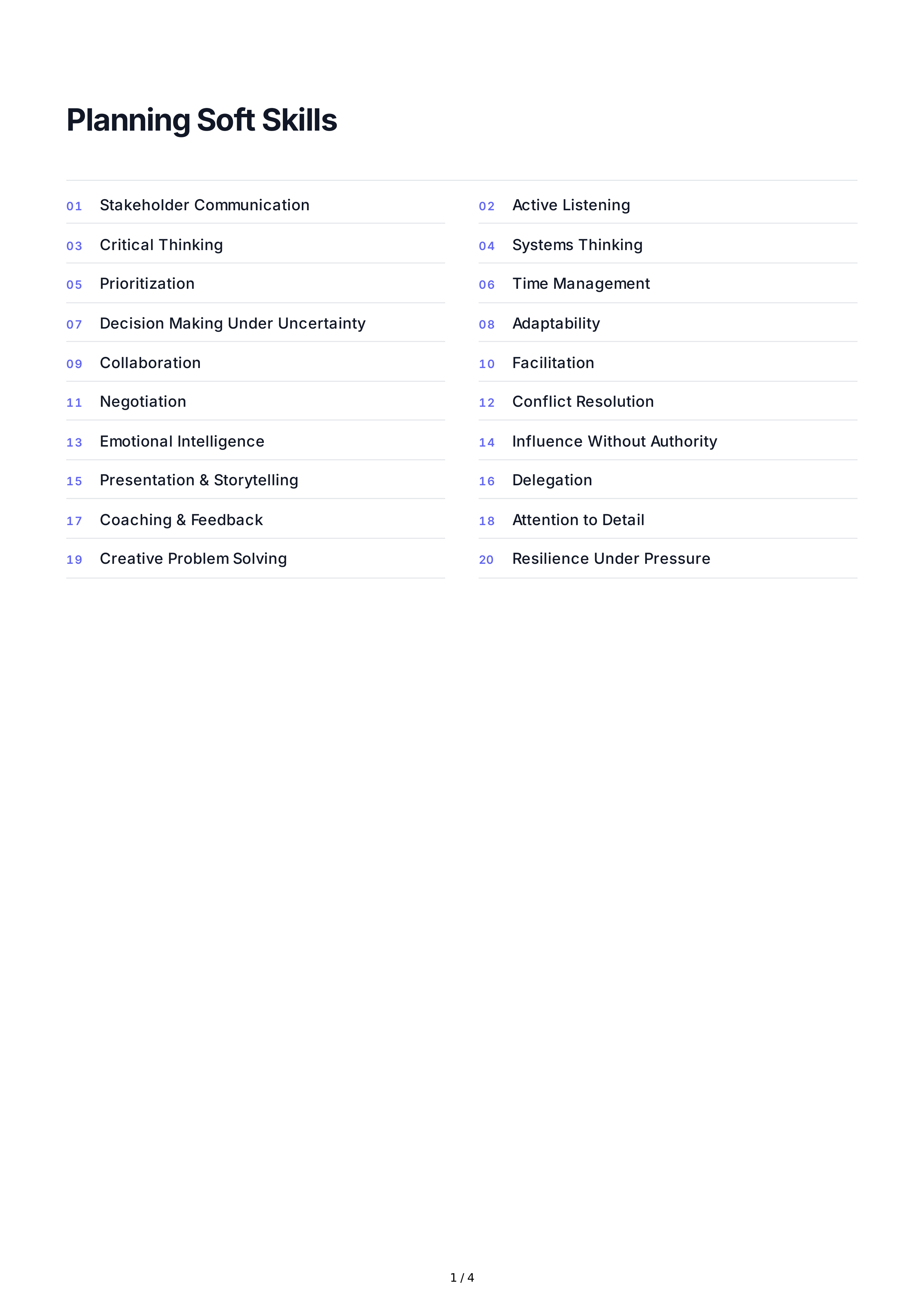 Planning Soft Skills — page 1