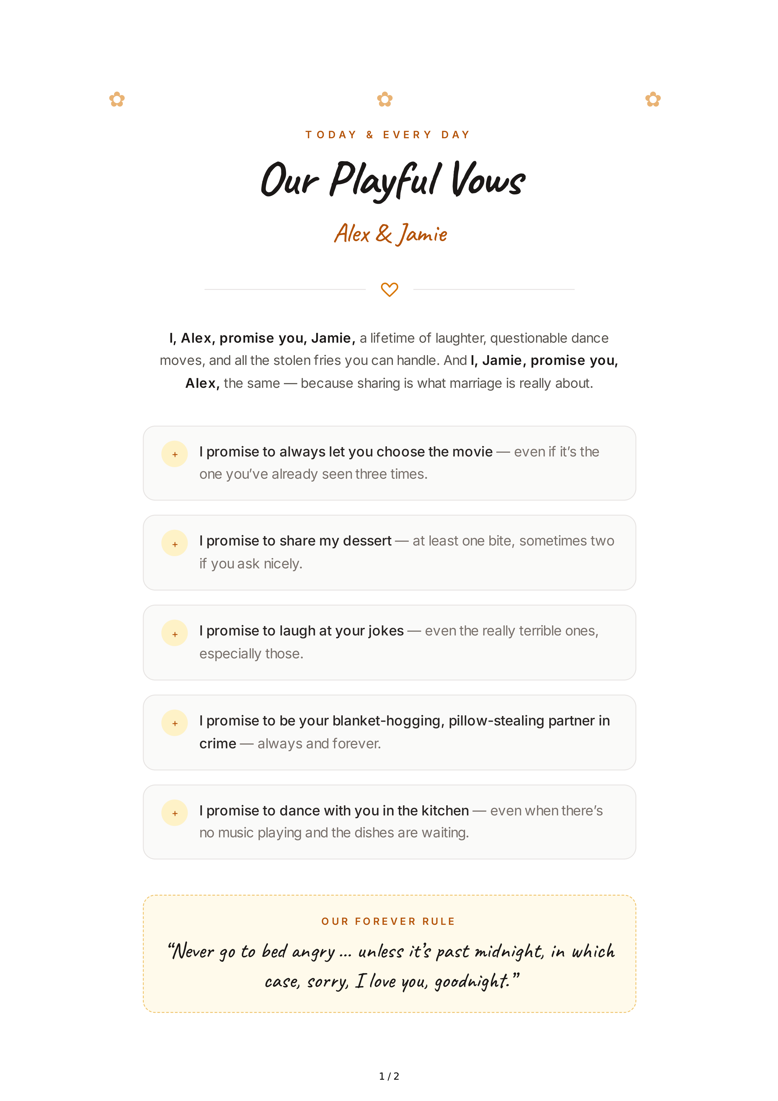 Playful Wedding Vows — page 1