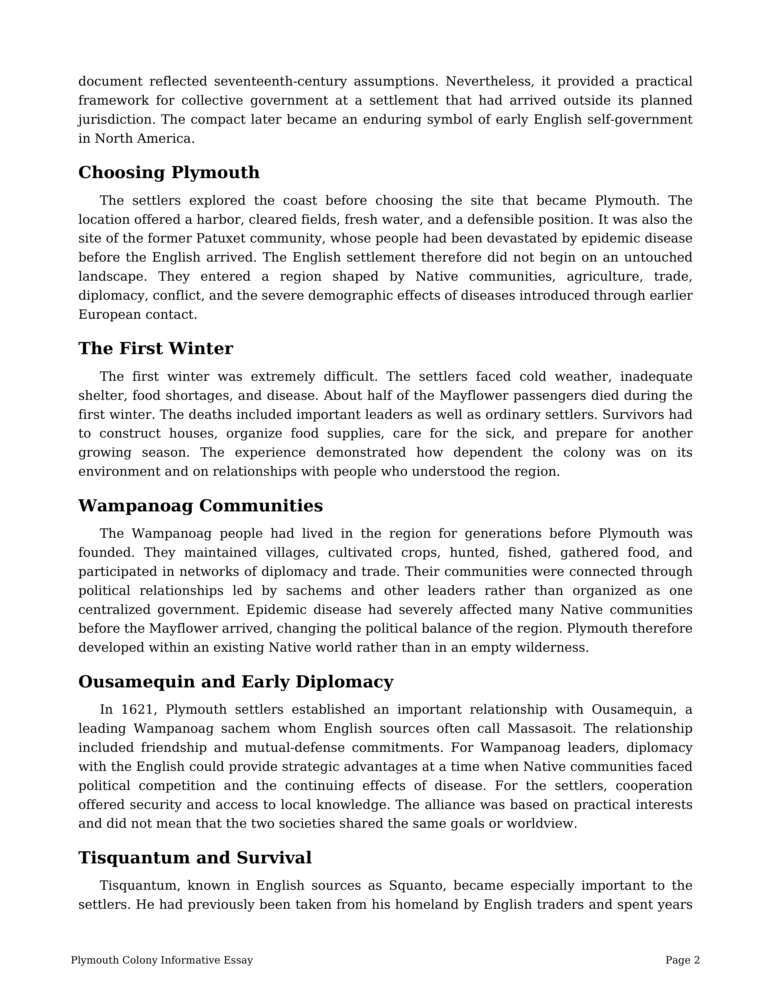 Plymouth Colony Informative Essay — page 2
