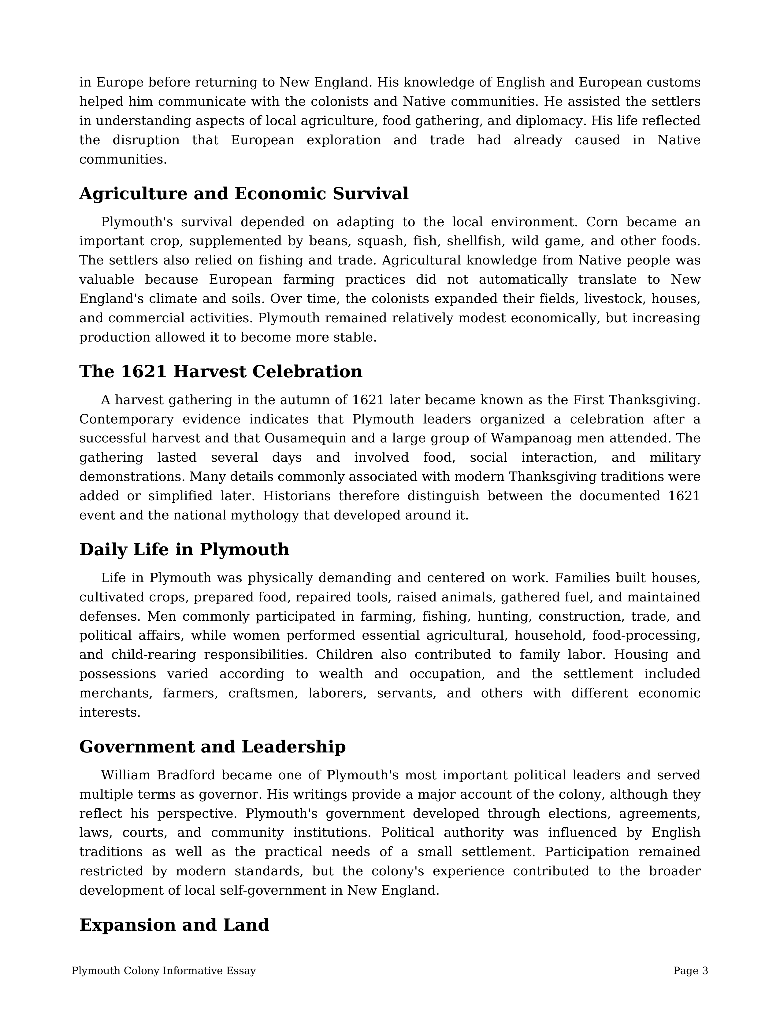 Plymouth Colony Informative Essay — page 3