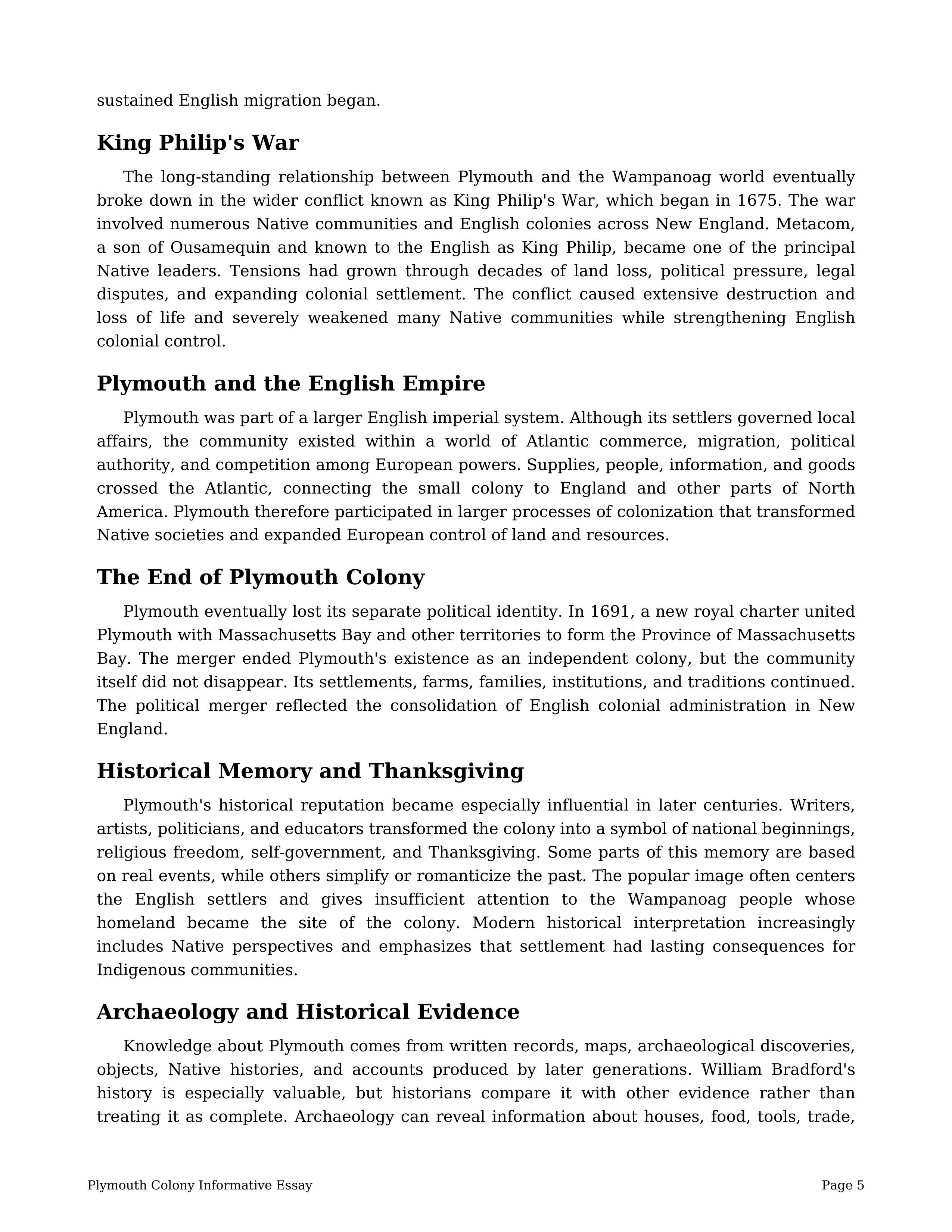 Plymouth Colony Informative Essay — page 5