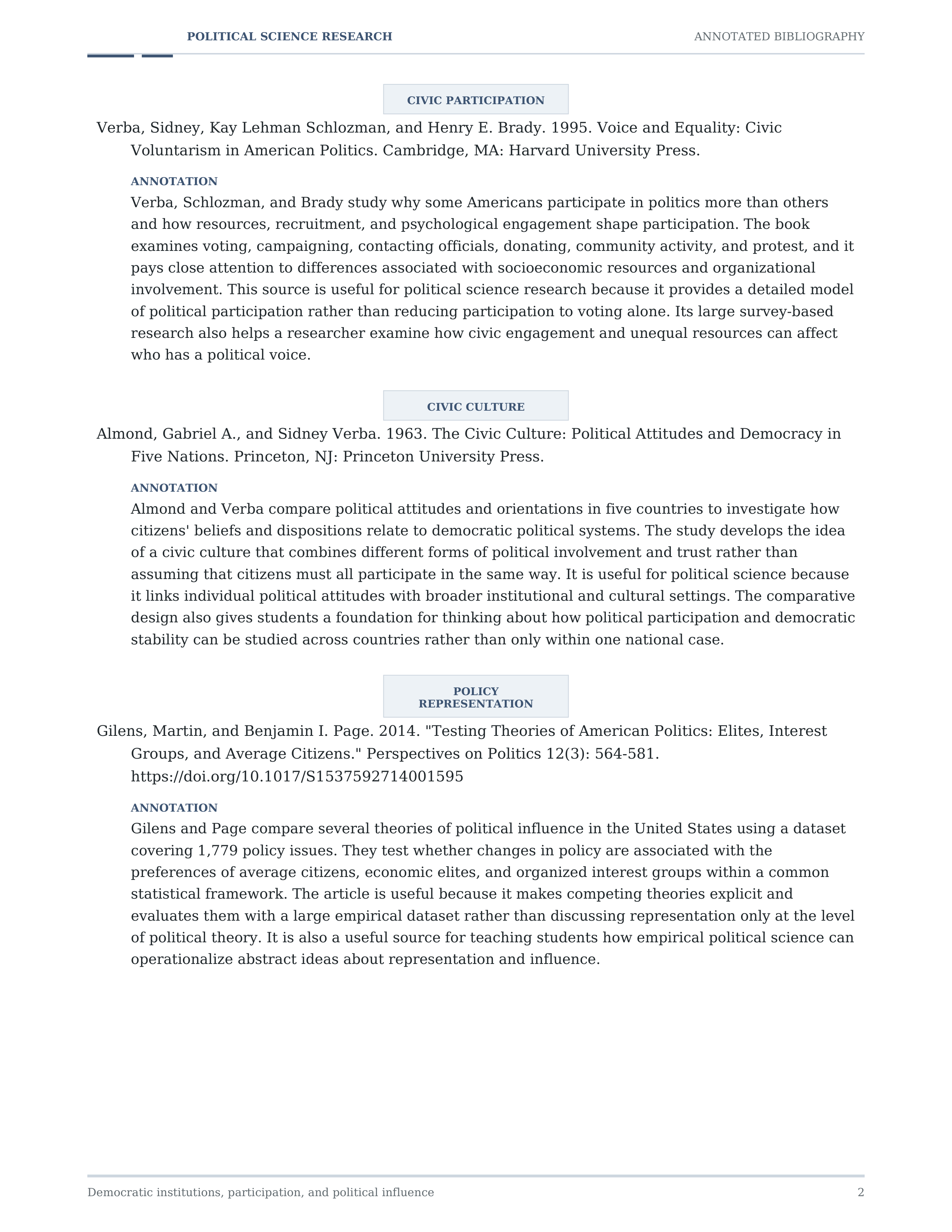 Political Science Annotated Bibliography — page 2