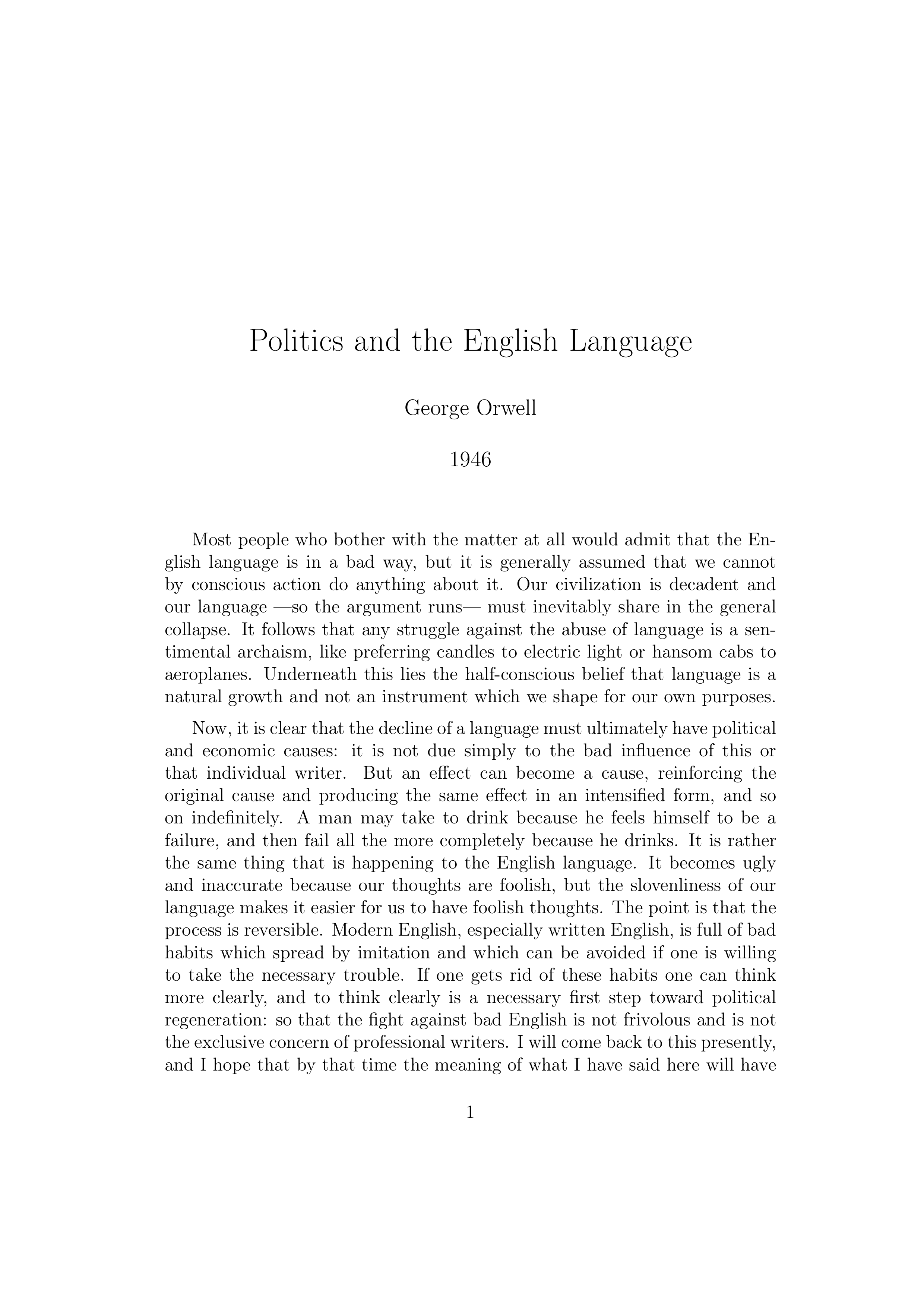 Politics and the English Language Essay — page 1