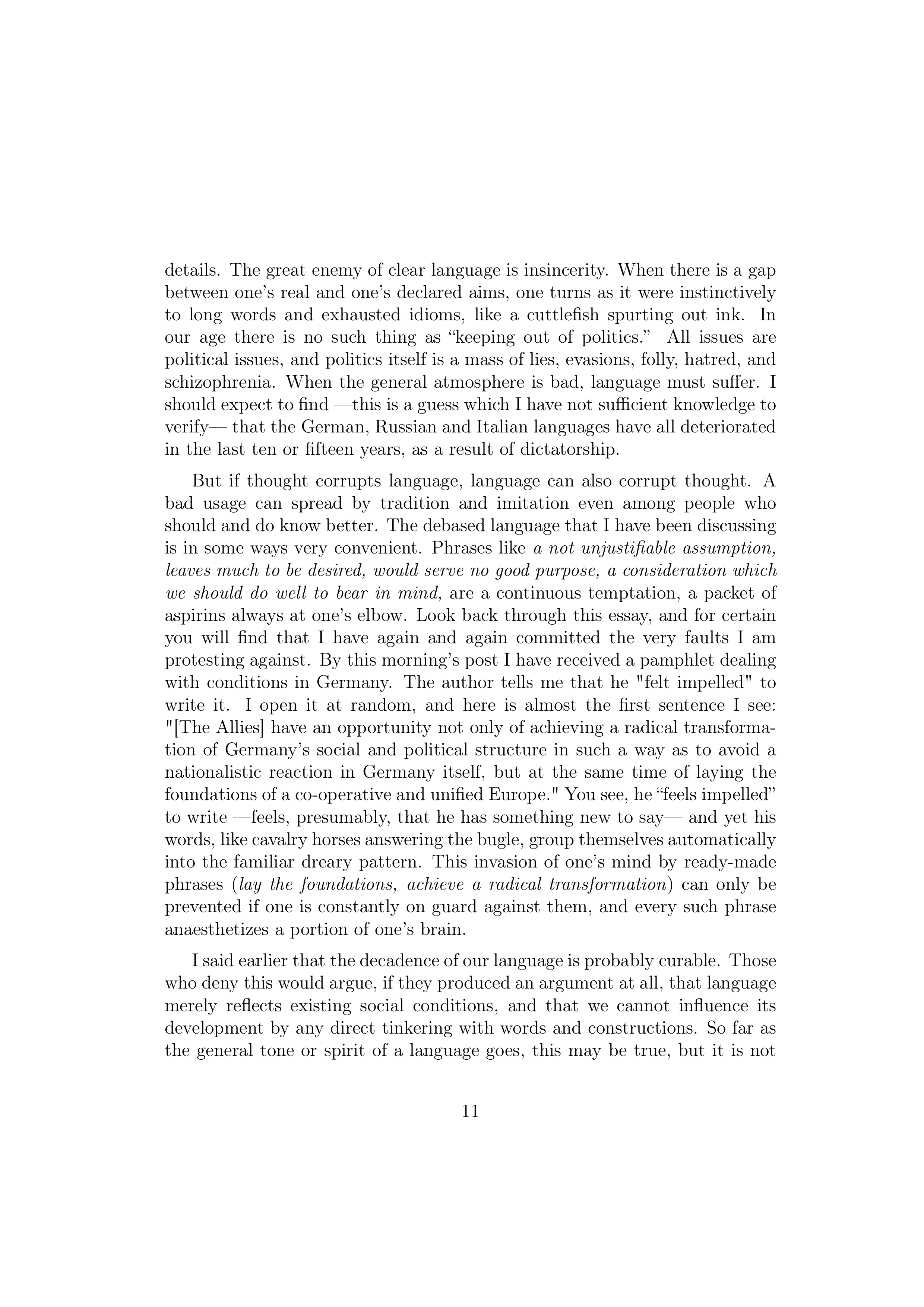 Politics and the English Language Essay — page 11