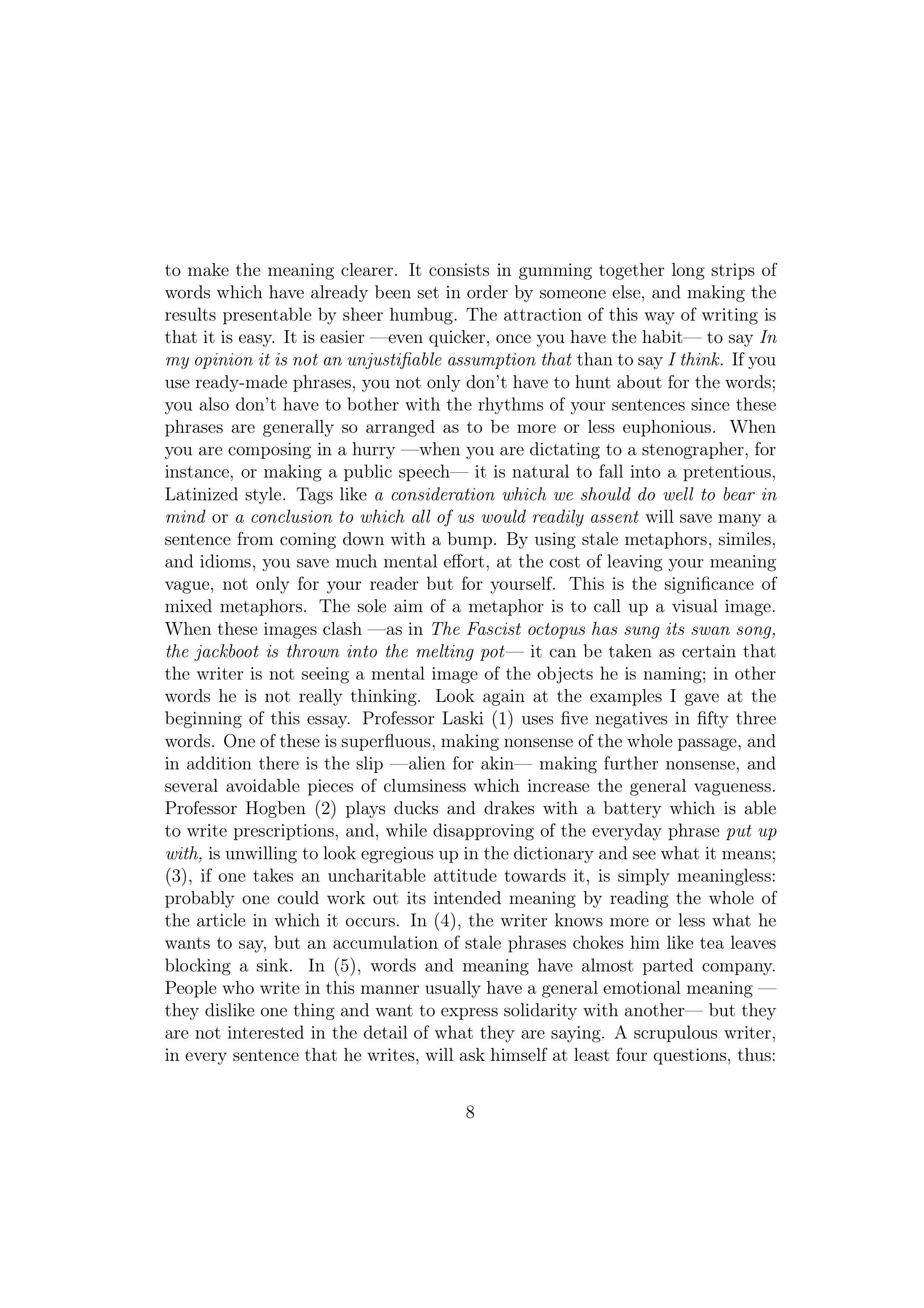 Politics and the English Language Essay — page 8