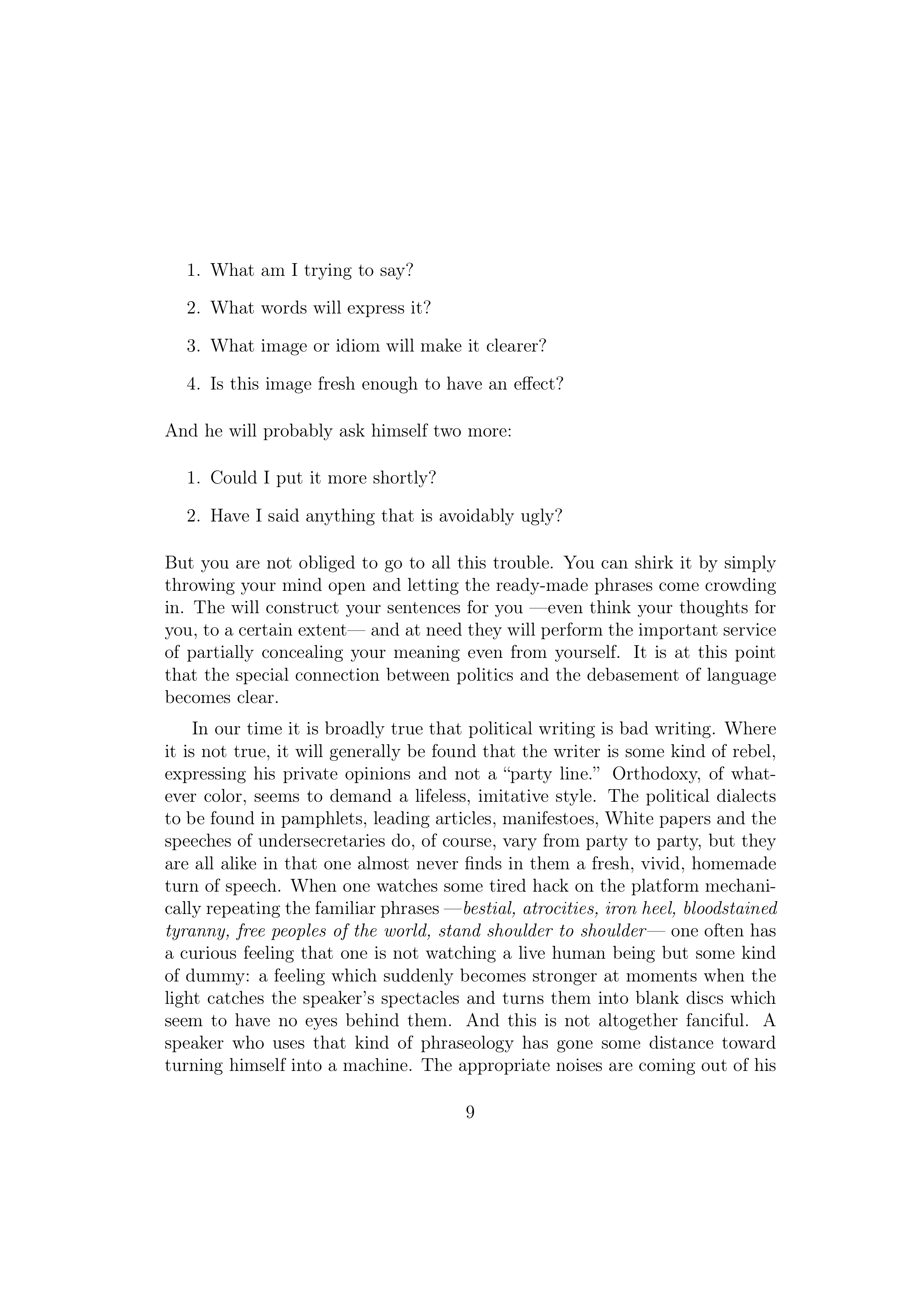 Politics and the English Language Essay — page 9