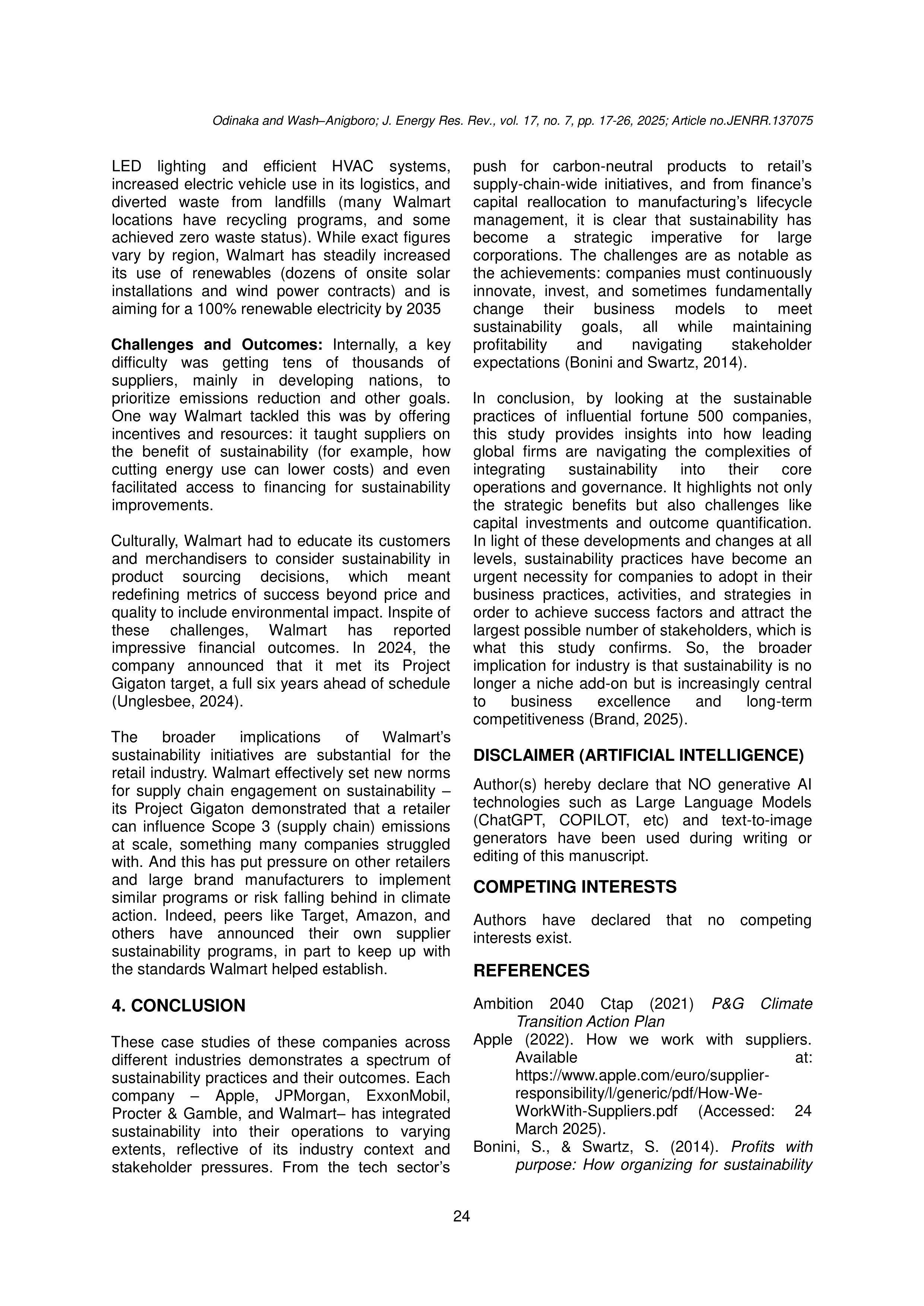 Porter and Kramer Sustainability Report — page 8