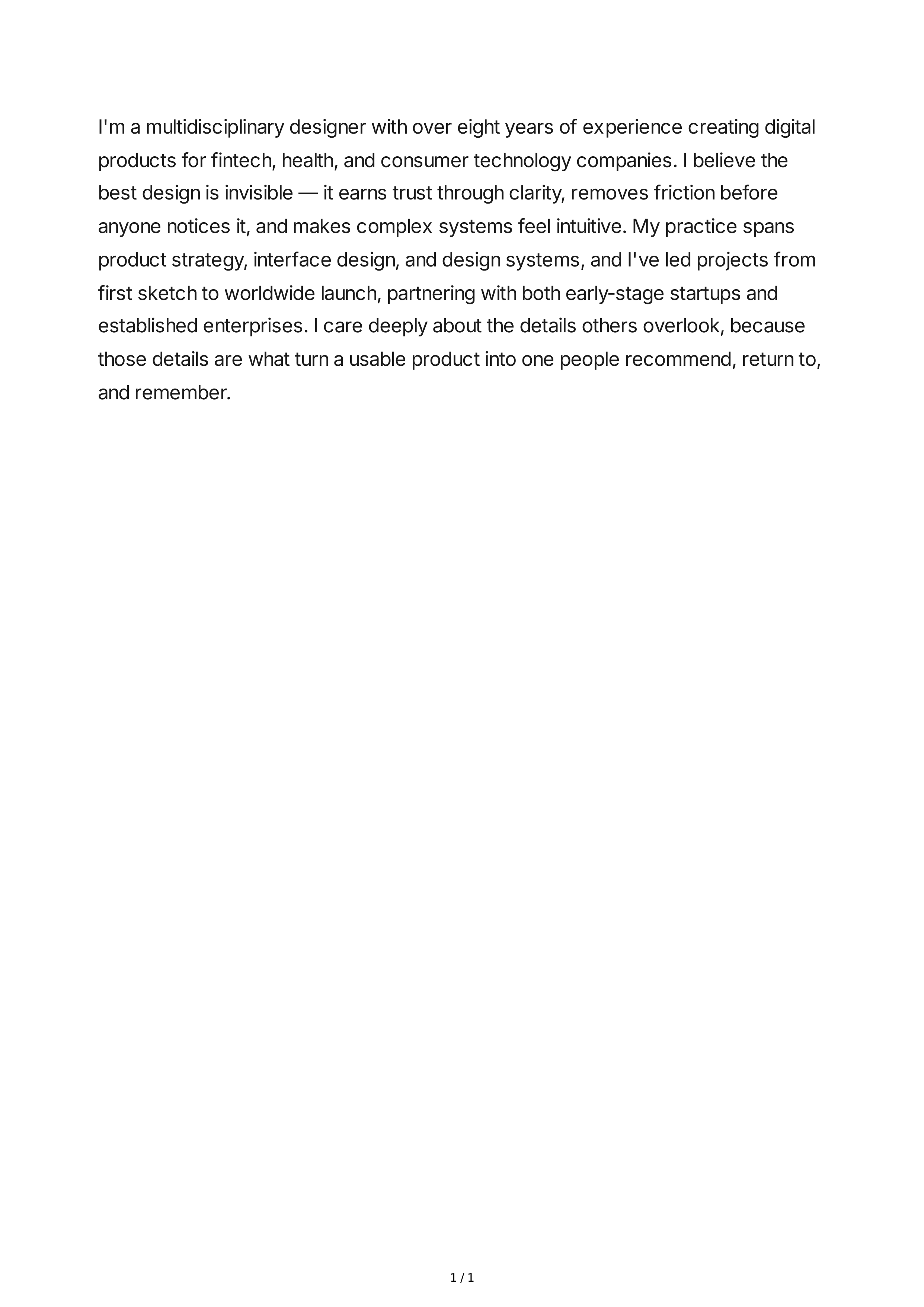 Portfolio Introduction Paragraph — page 1