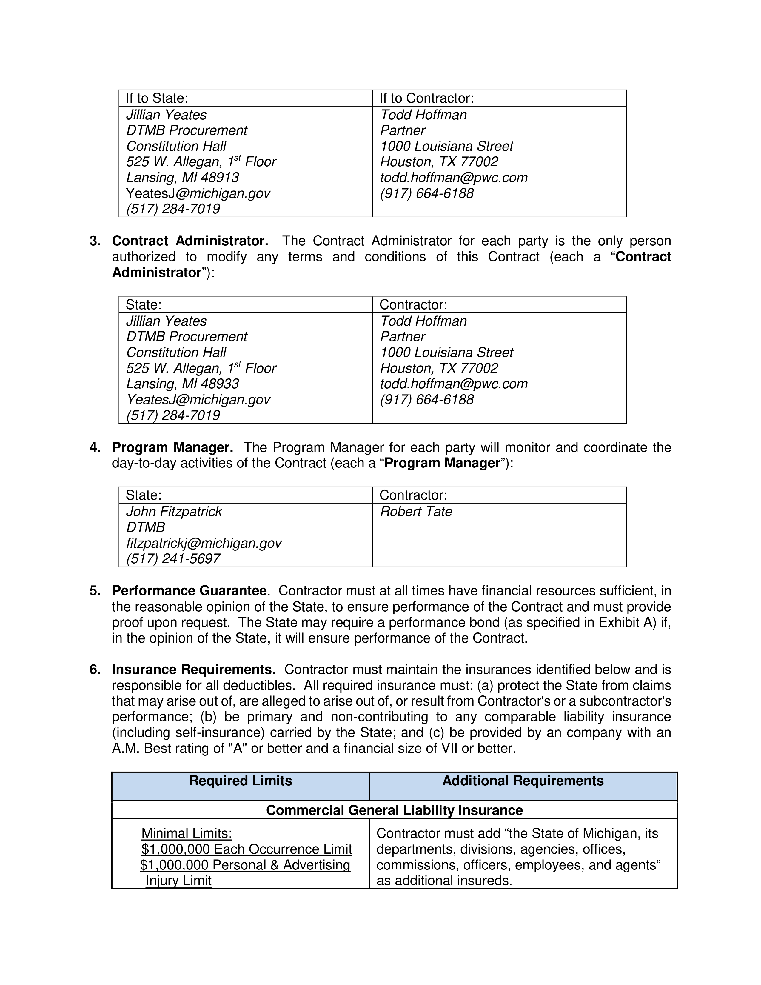 PricewaterhouseCoopers Contract Change Notice — page 3