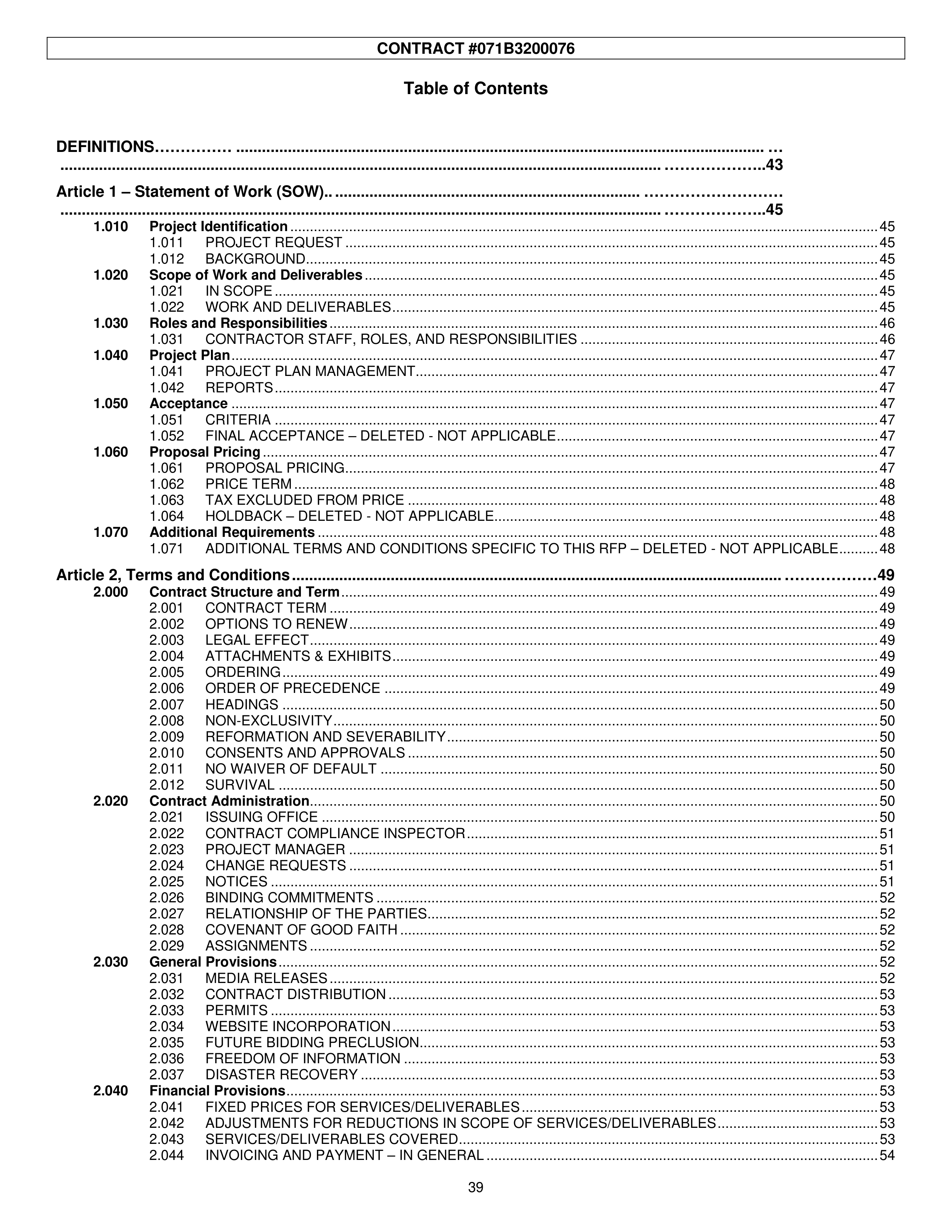 PricewaterhouseCoopers Contract Change Notice — page 75