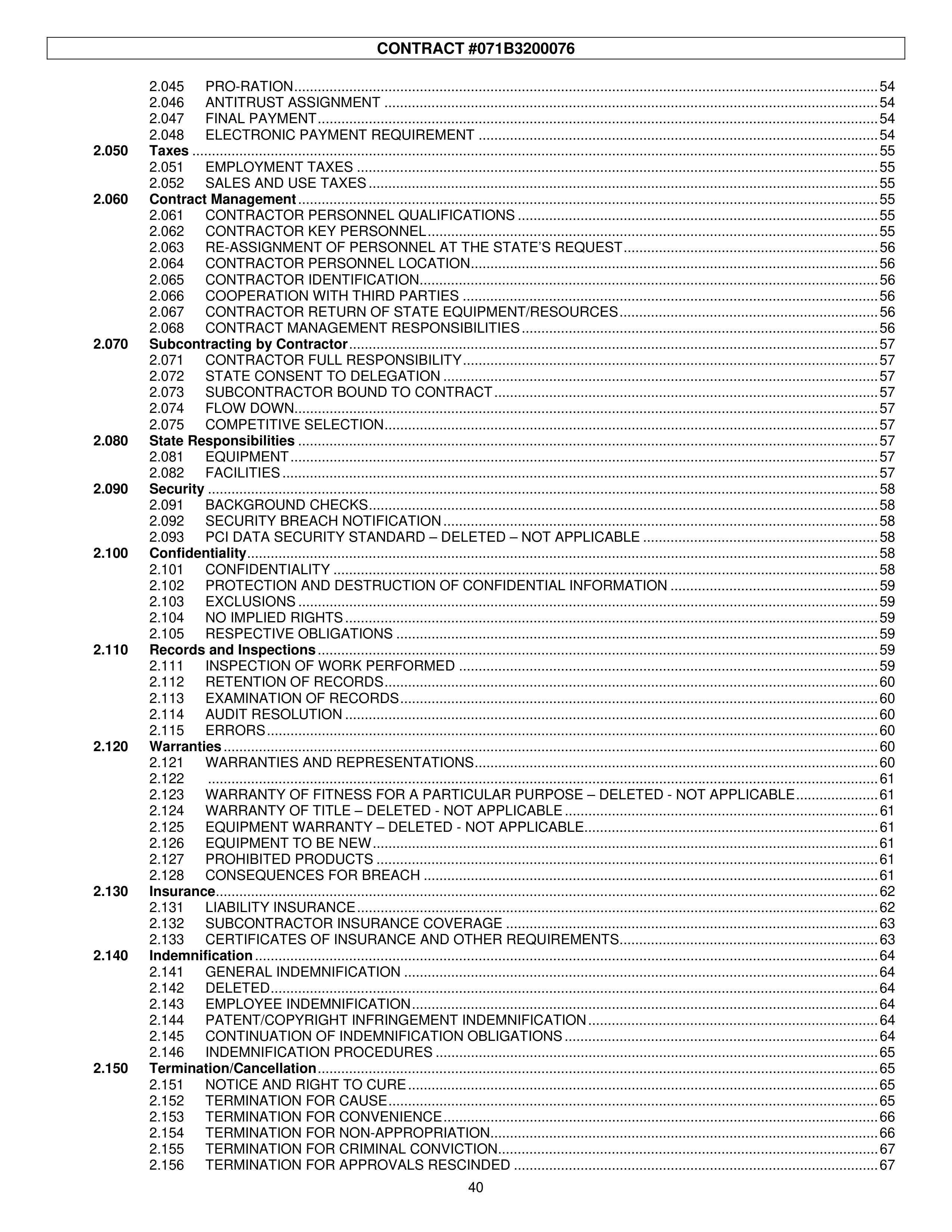 PricewaterhouseCoopers Contract Change Notice — page 76