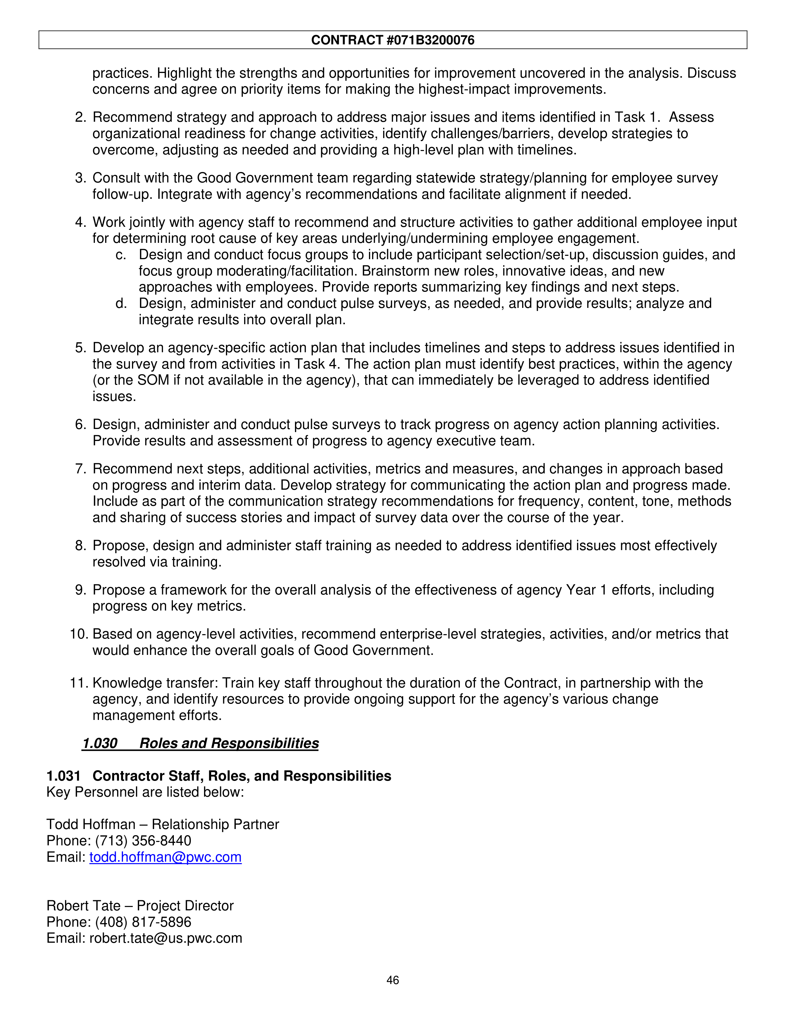 PricewaterhouseCoopers Contract Change Notice — page 82