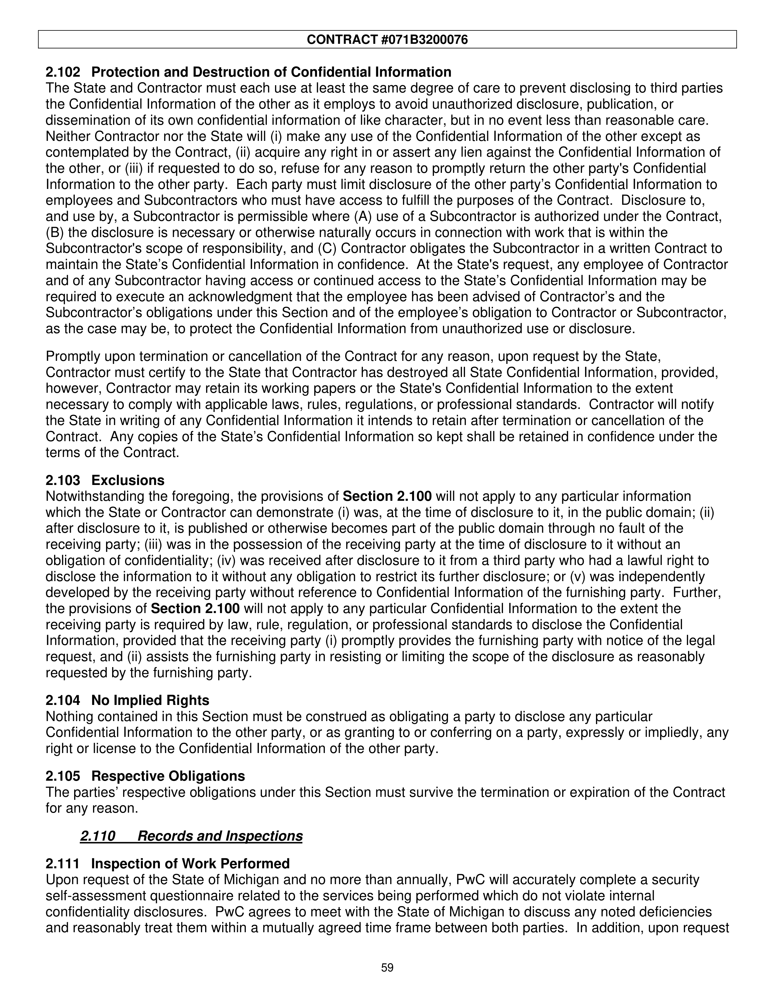 PricewaterhouseCoopers Contract Change Notice — page 95
