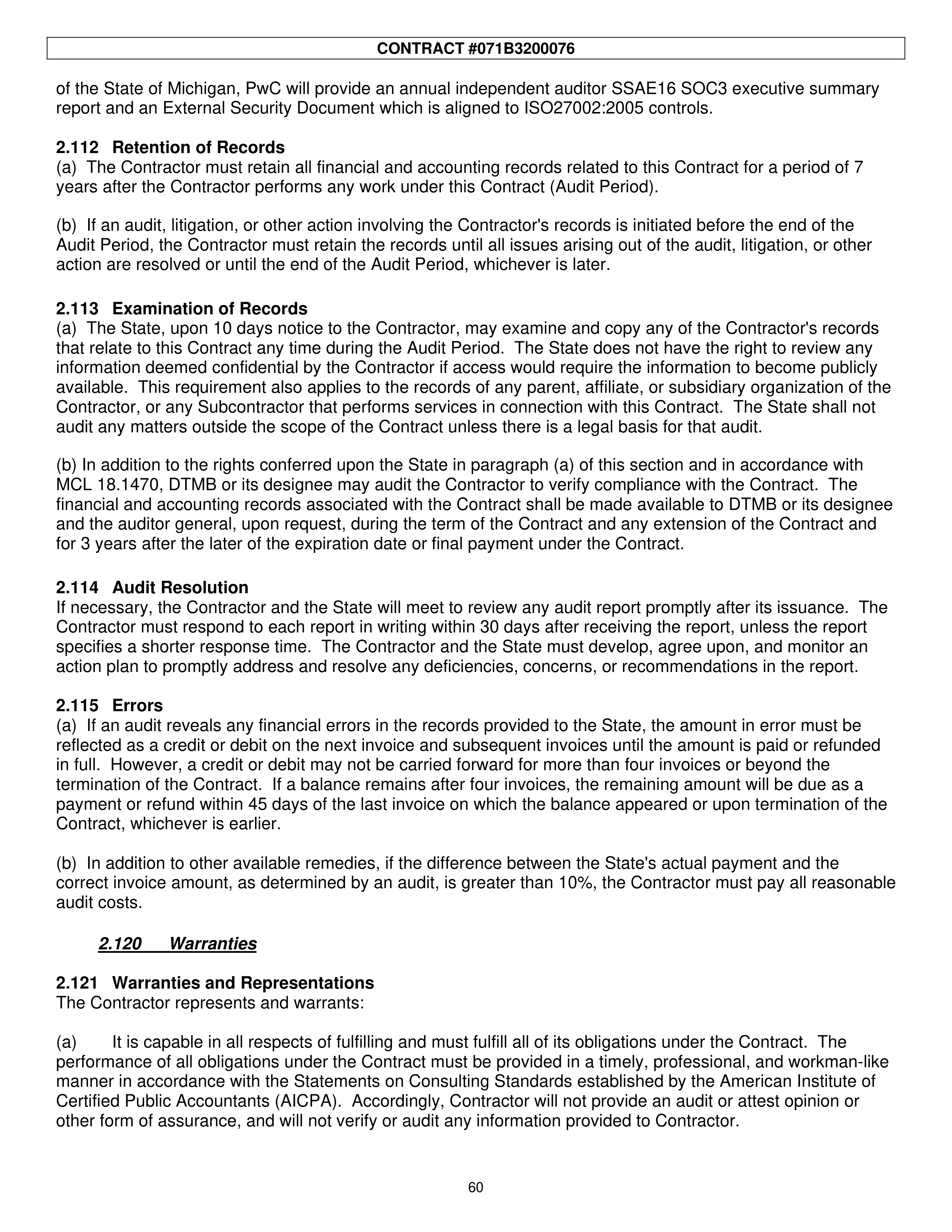 PricewaterhouseCoopers Contract Change Notice — page 96