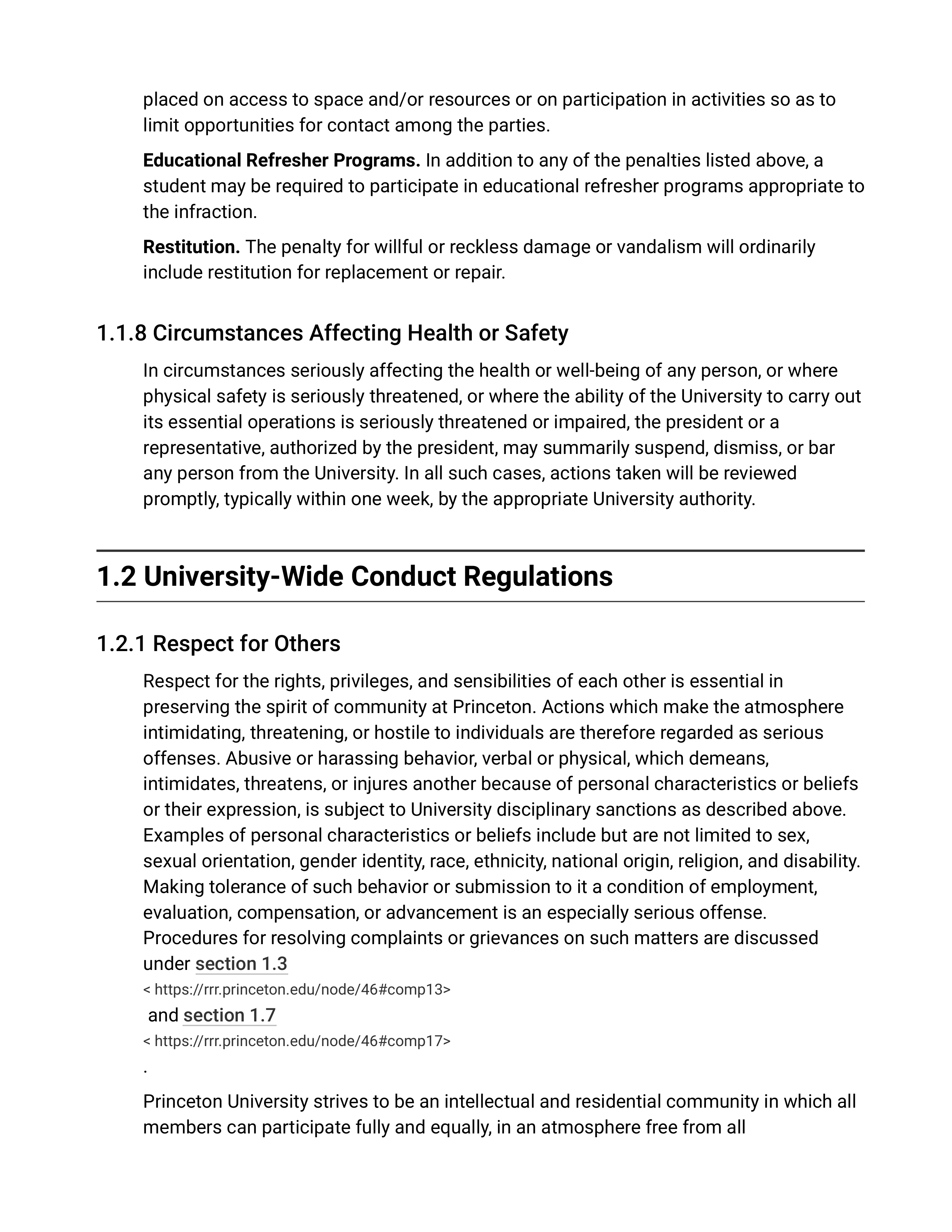 Princeton University Rights, Rules, Responsibilities Handbook — page 8