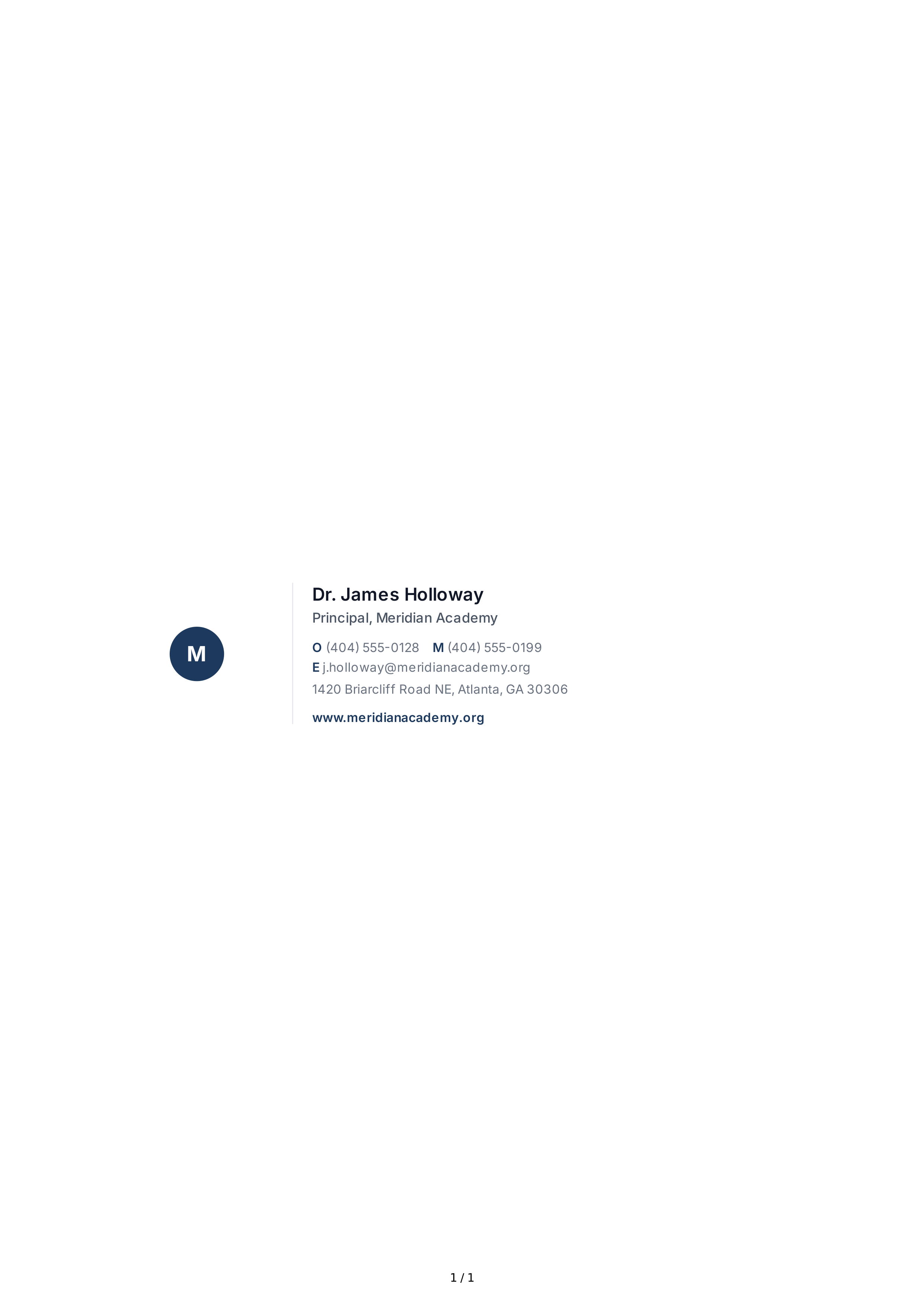 Principal Email Signature — page 1