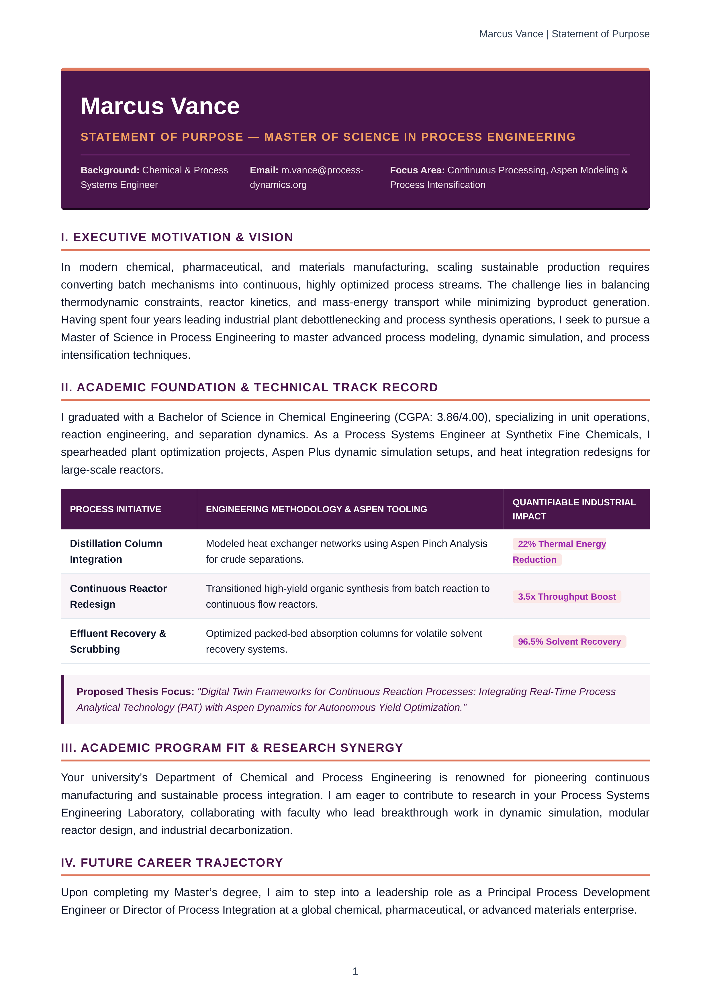 Process Engineering Statement of Purpose — page 1