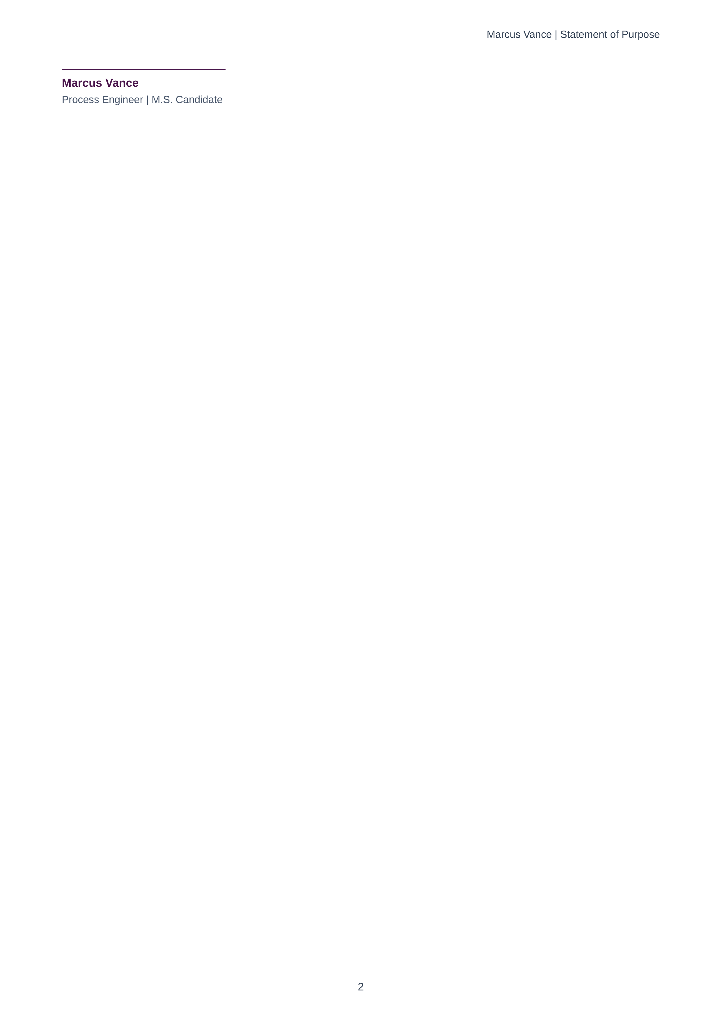 Process Engineering Statement of Purpose — page 2