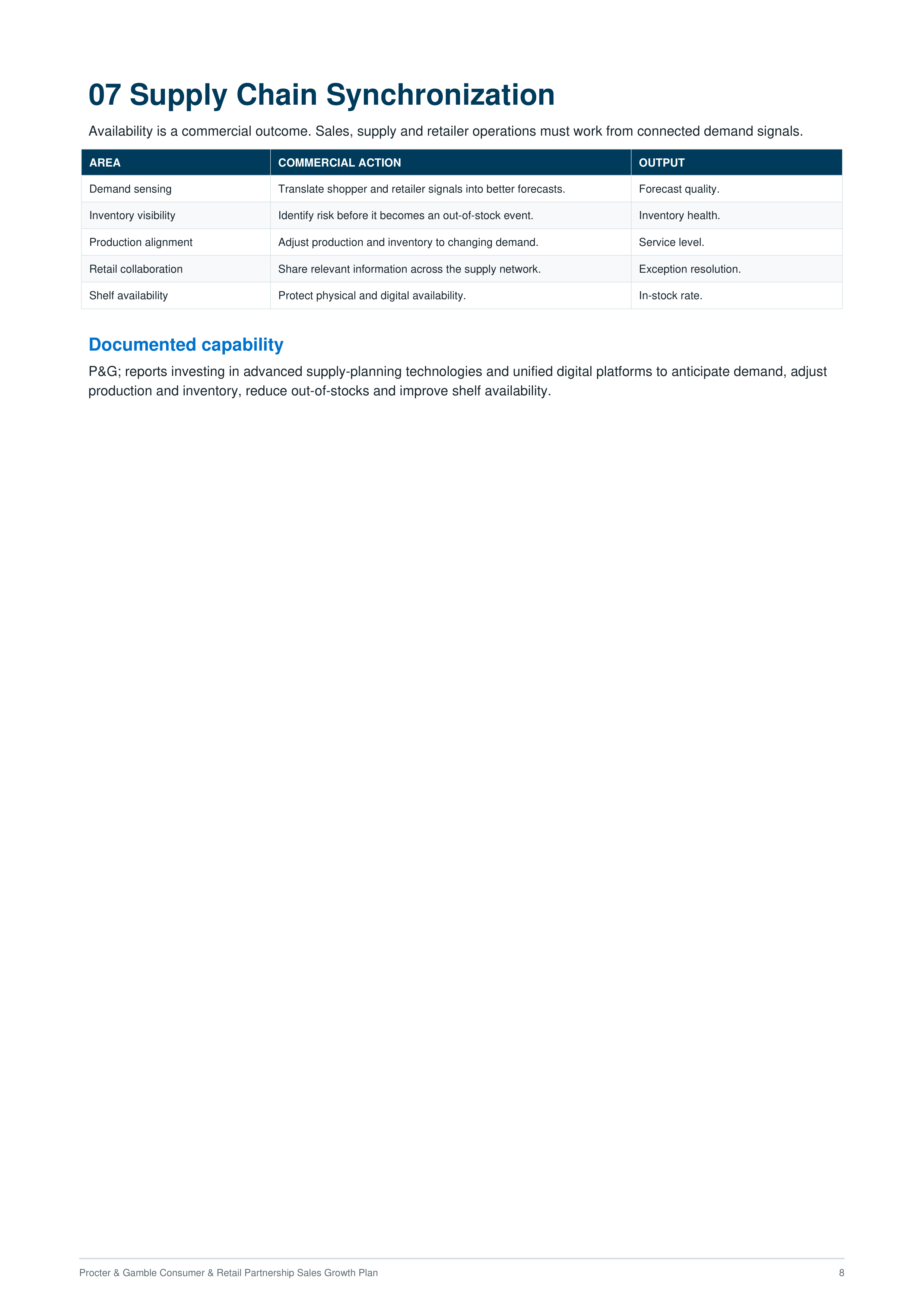 Procter & Gamble Consumer & Retail Partnership Sales Growth Plan — page 8