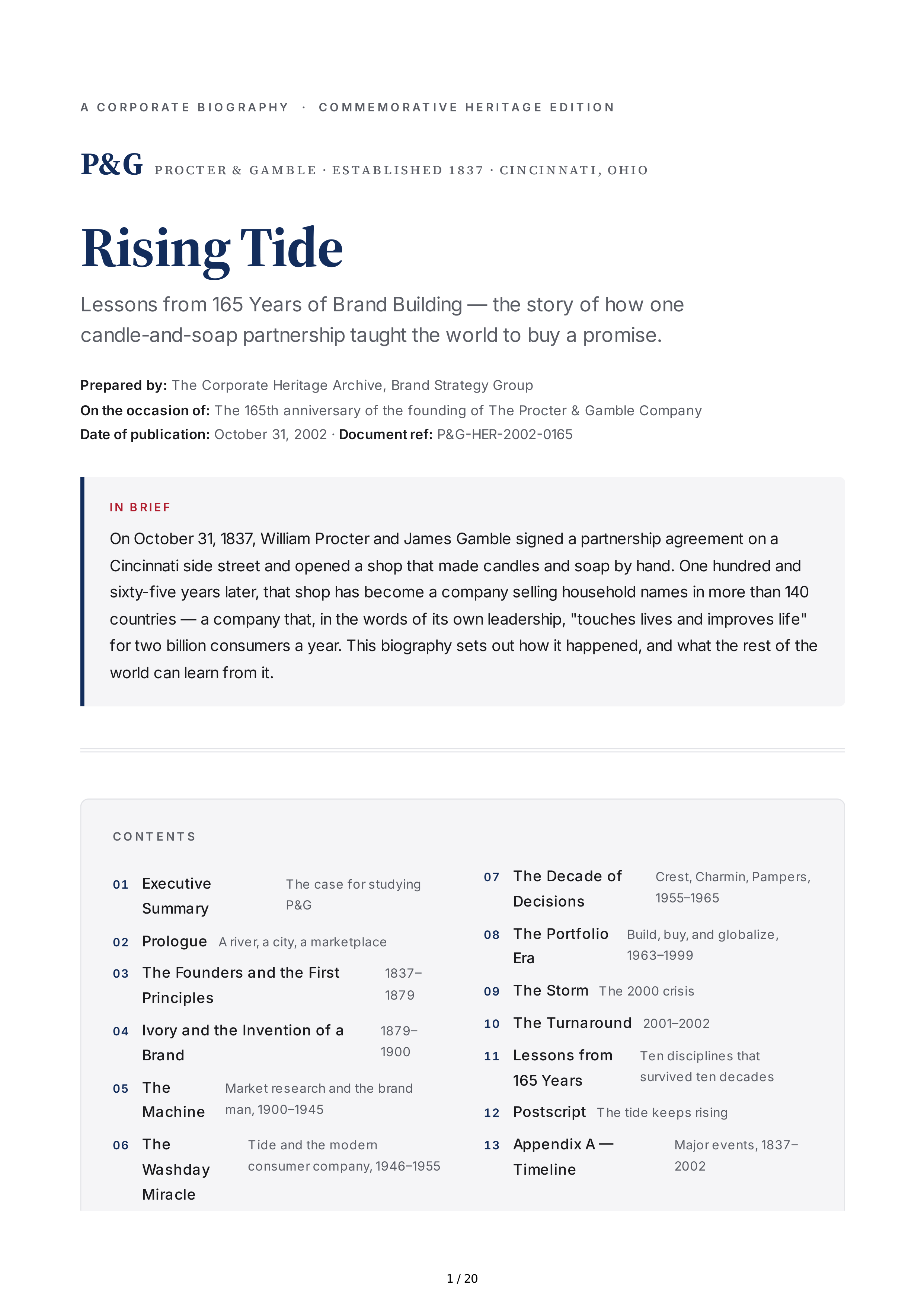Procter & Gamble Rising Tide Biography — page 1