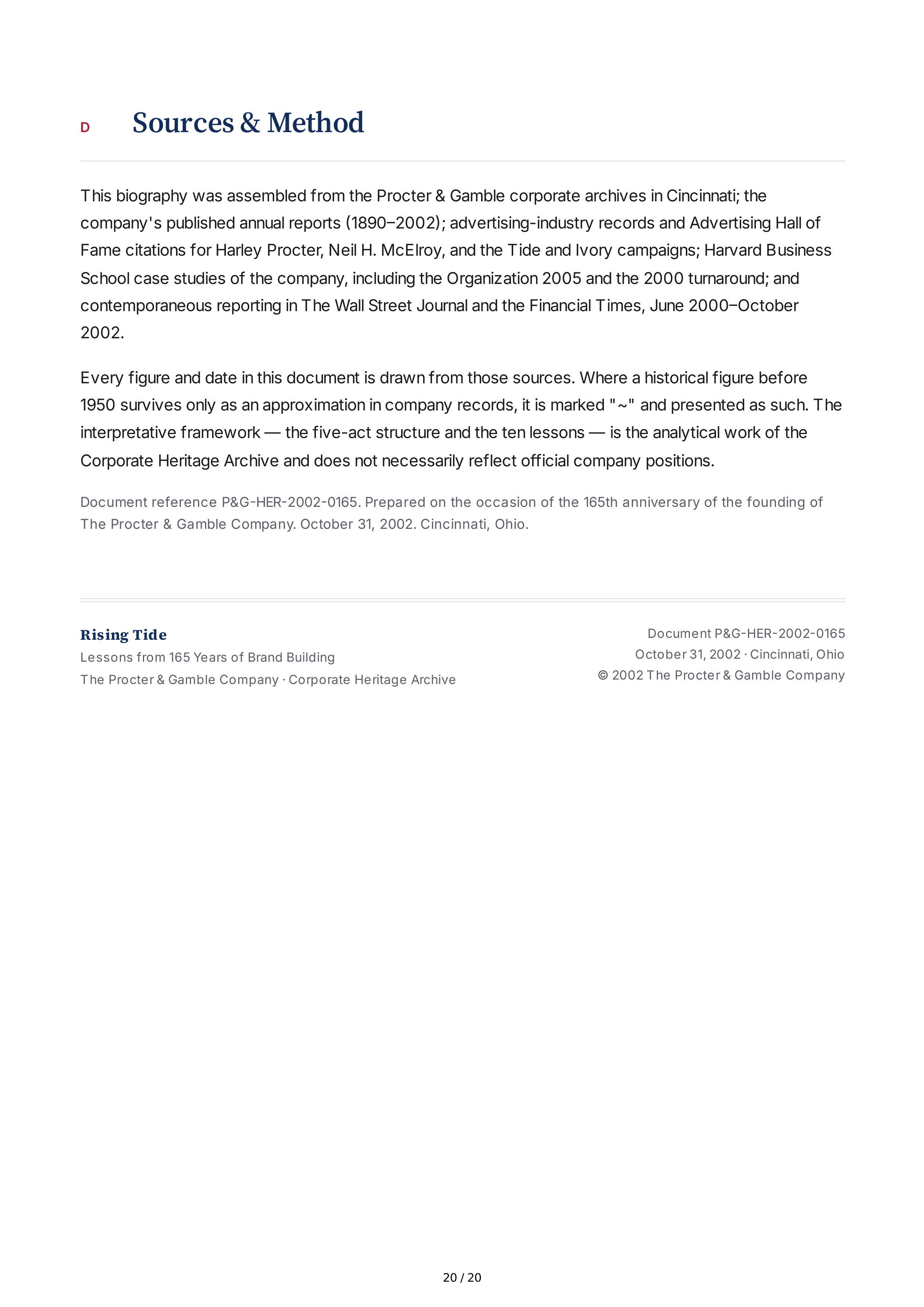 Procter & Gamble Rising Tide Biography — page 20
