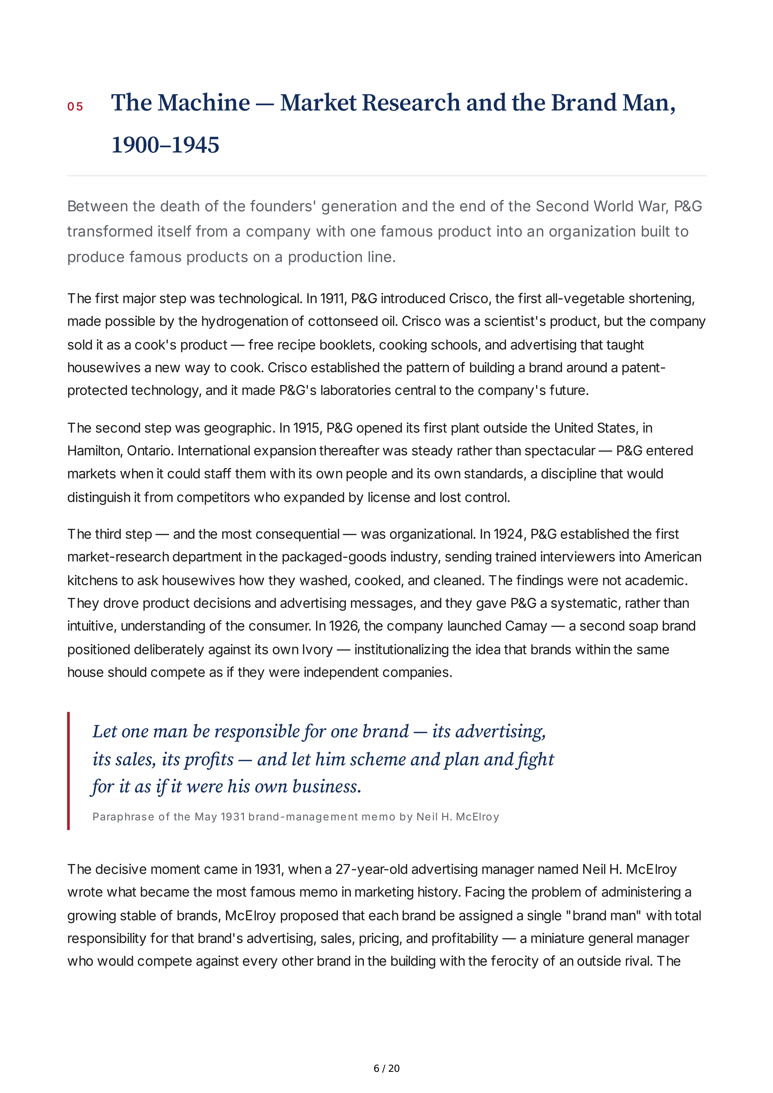 Procter & Gamble Rising Tide Biography — page 6