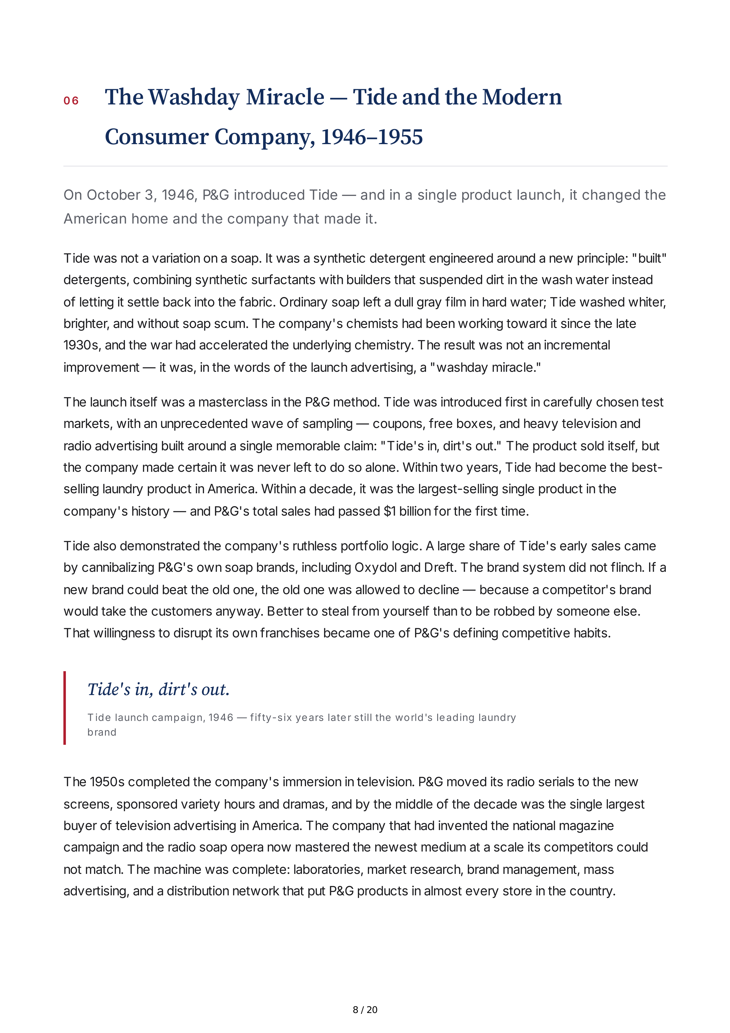 Procter & Gamble Rising Tide Biography — page 8