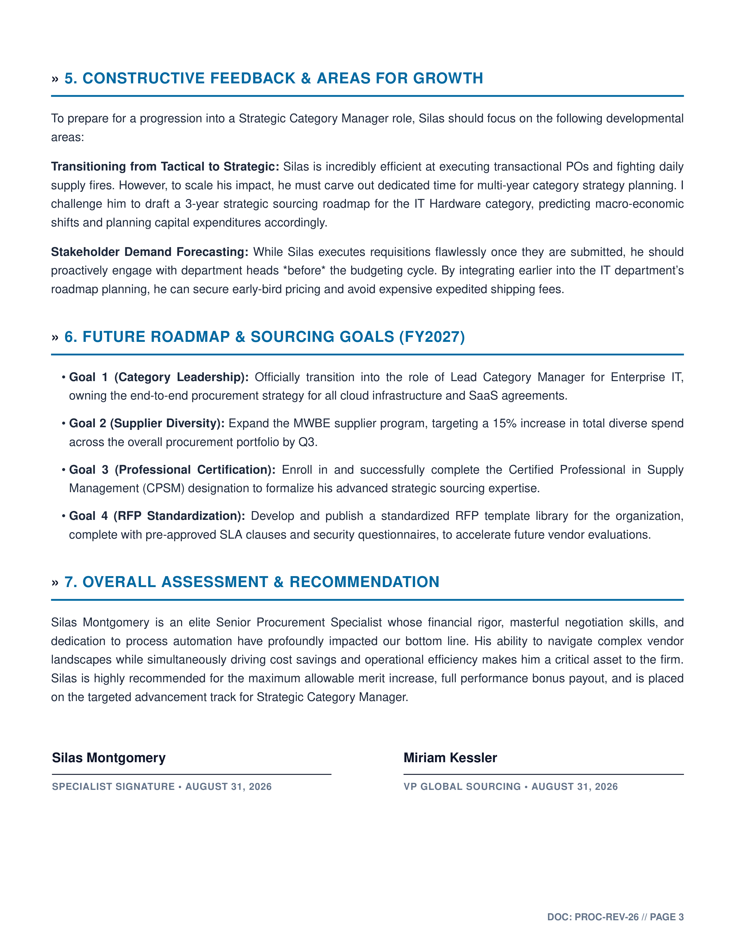 Procurement Specialist Performance Review — page 3