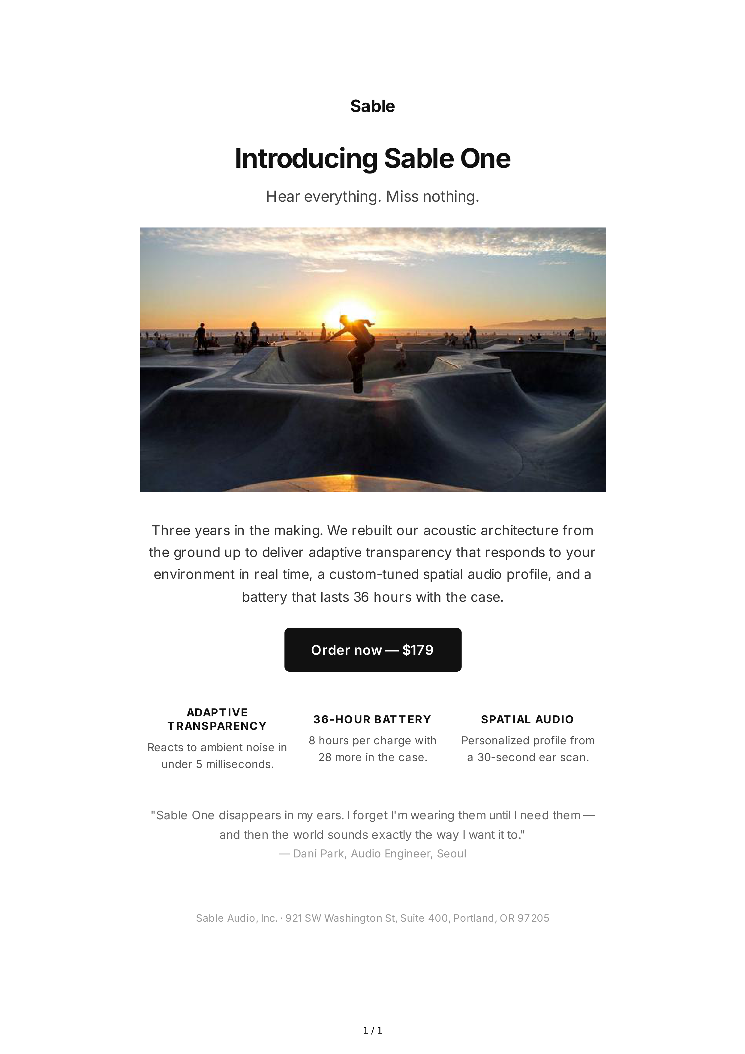 Product Launch Email — page 1